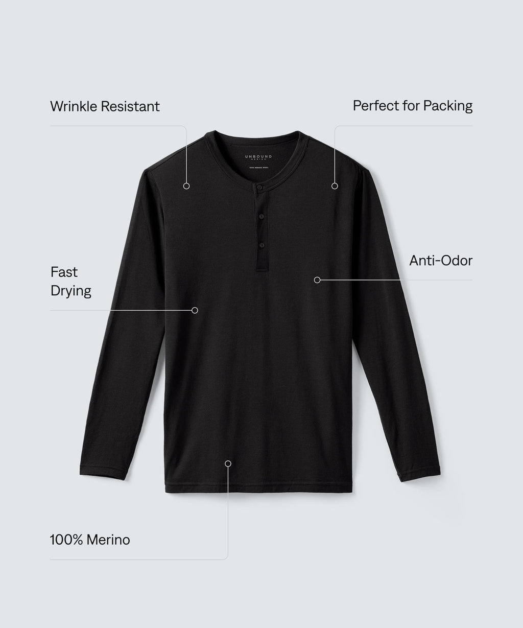 Men's Long Sleeve Merino Henley