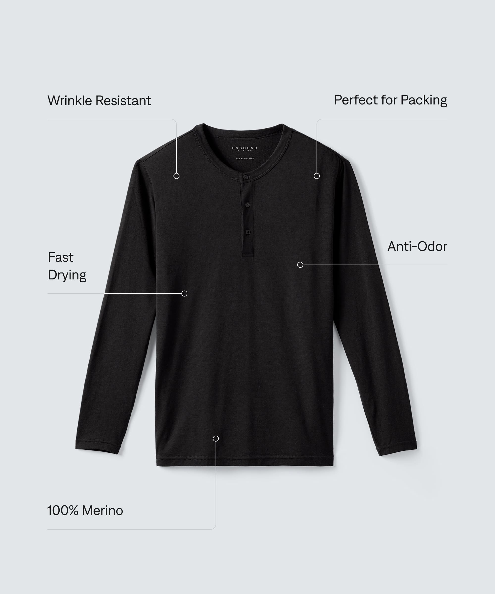 Men's Long Sleeve Merino Henley