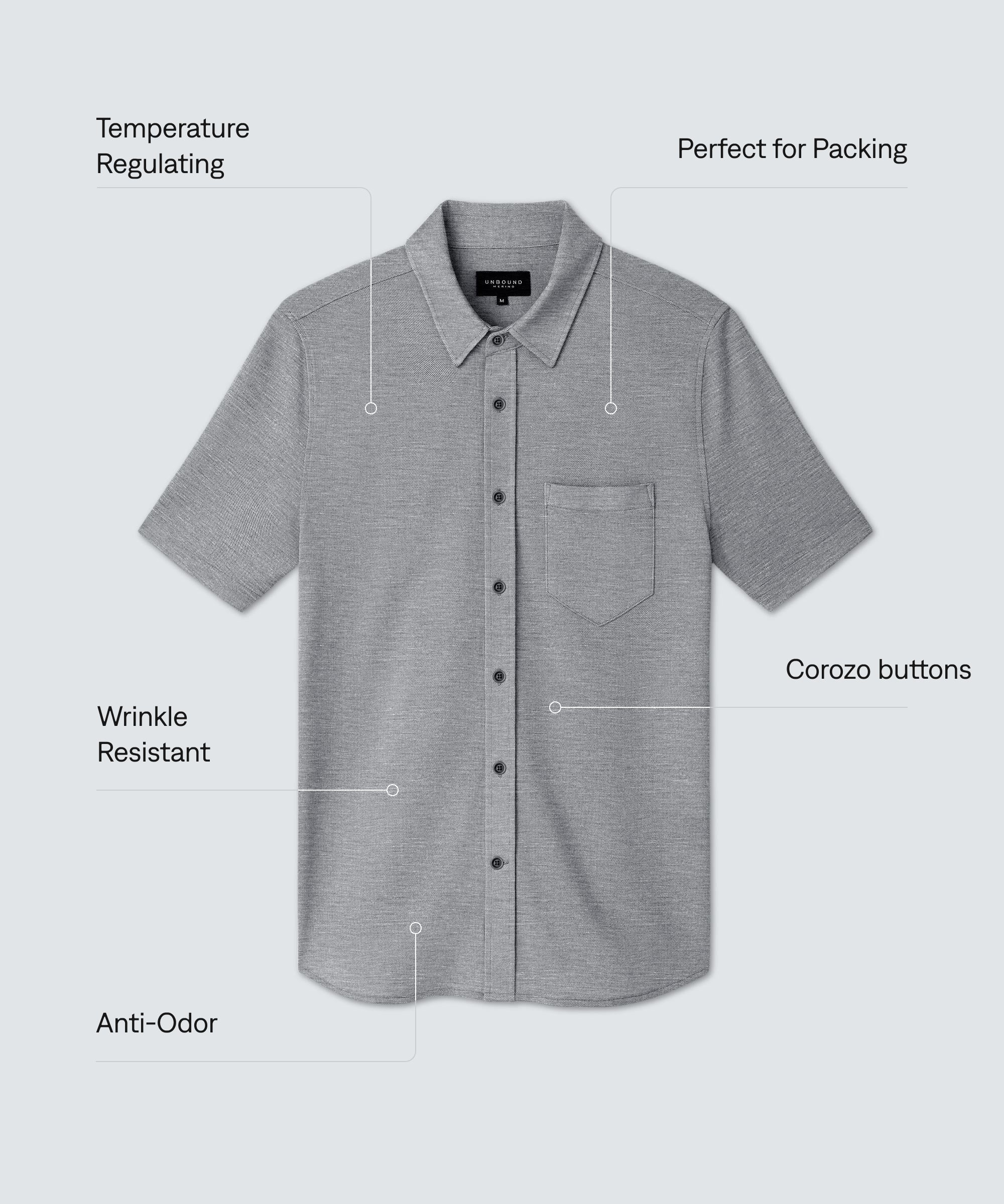 Men's Relaxed Short Sleeve Merino Button-Up