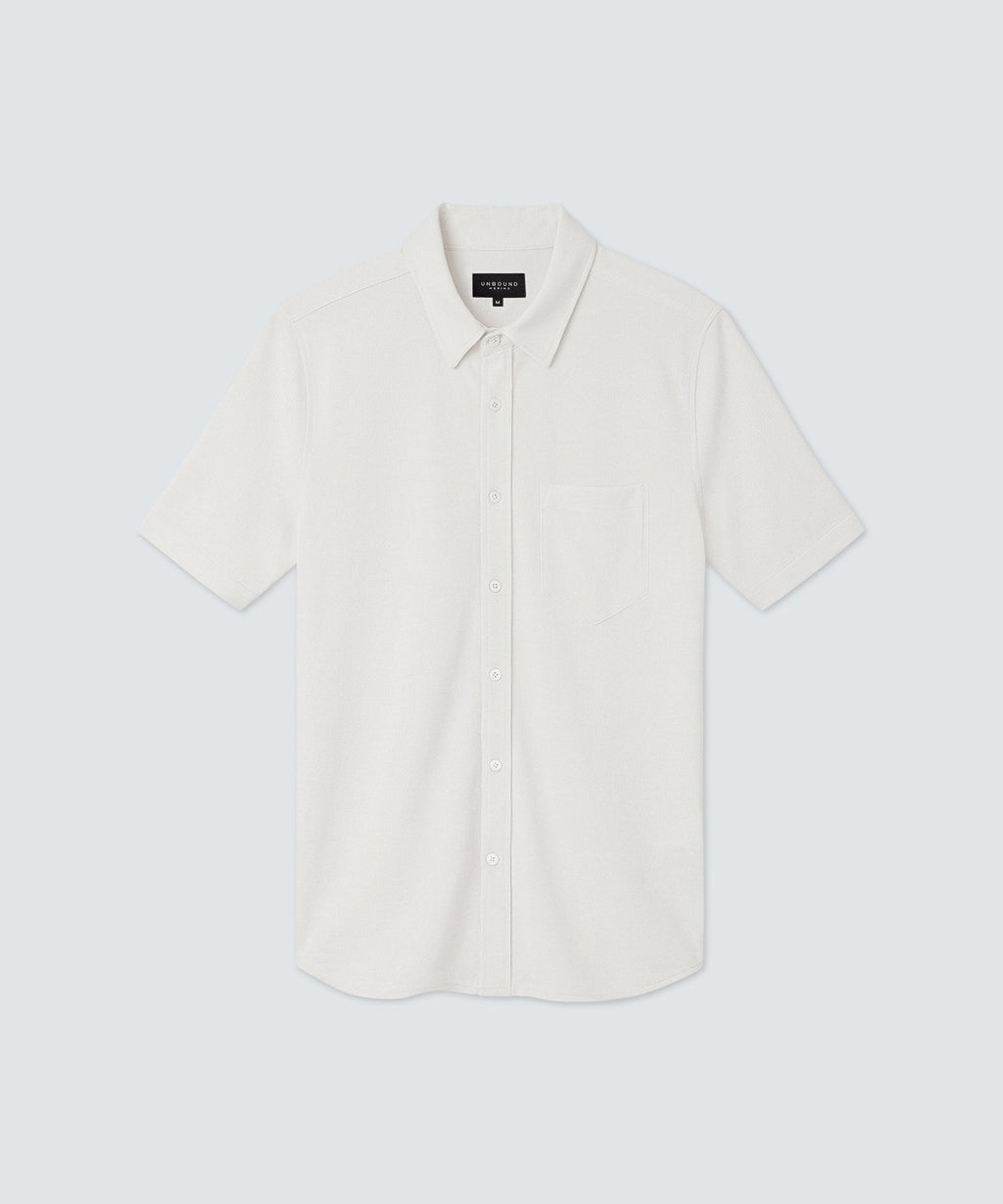 Men's Relaxed Short Sleeve Merino Button-Up