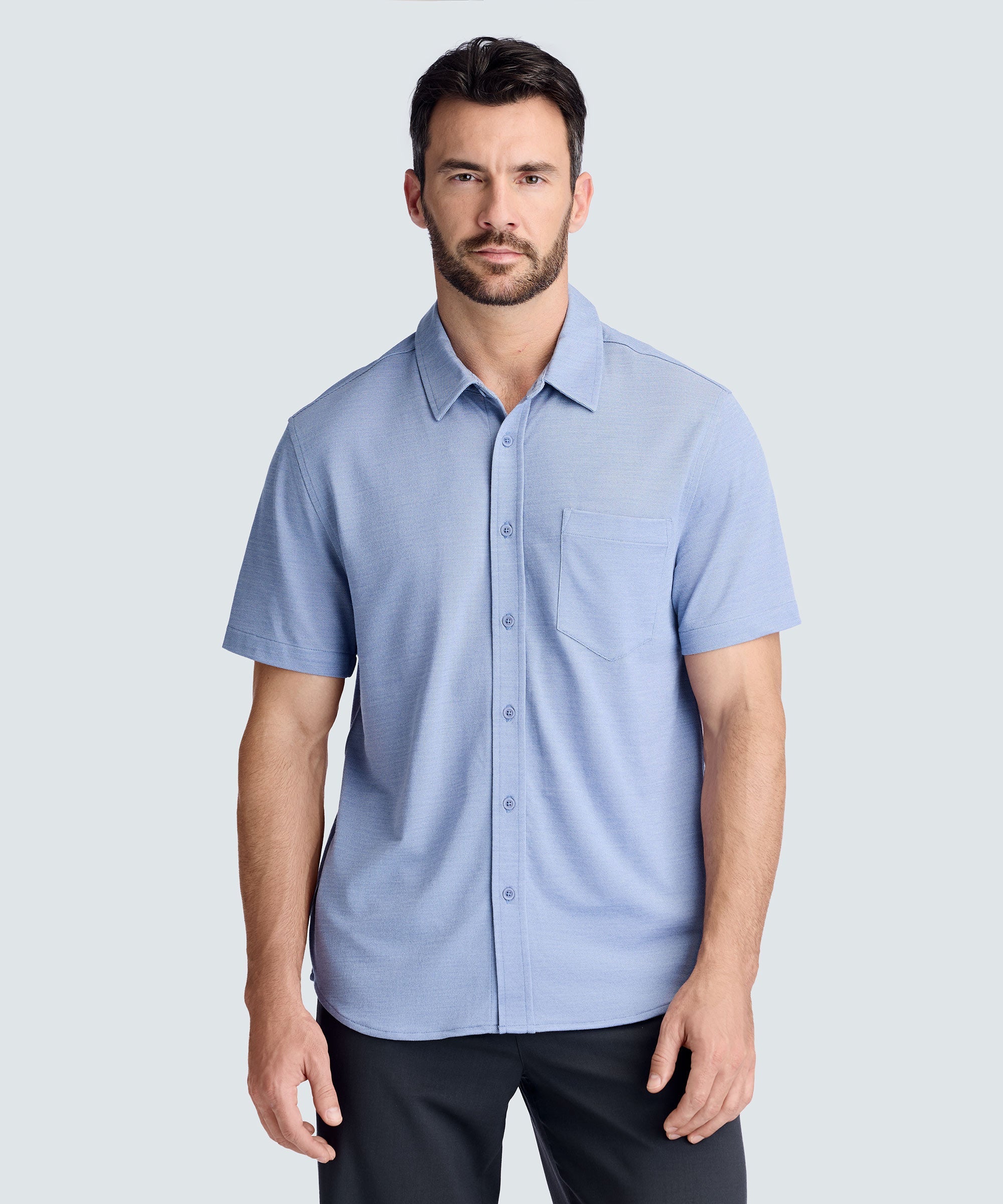 Men's Relaxed Short Sleeve Merino Button-Up