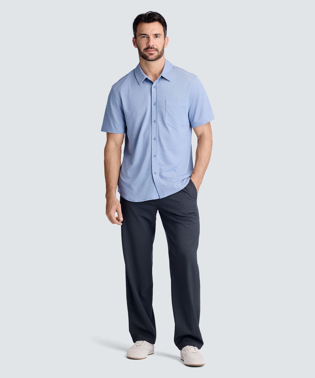 Men's Relaxed Short Sleeve Merino Button-Up