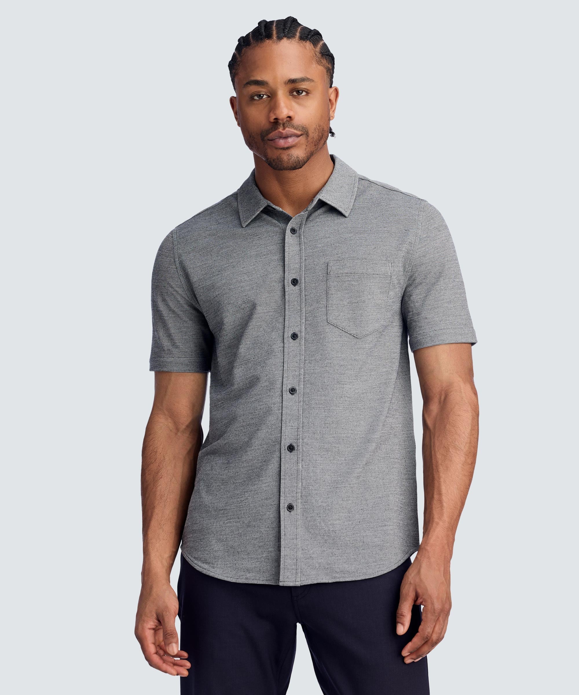 Men's Relaxed Short Sleeve Merino Button-Up