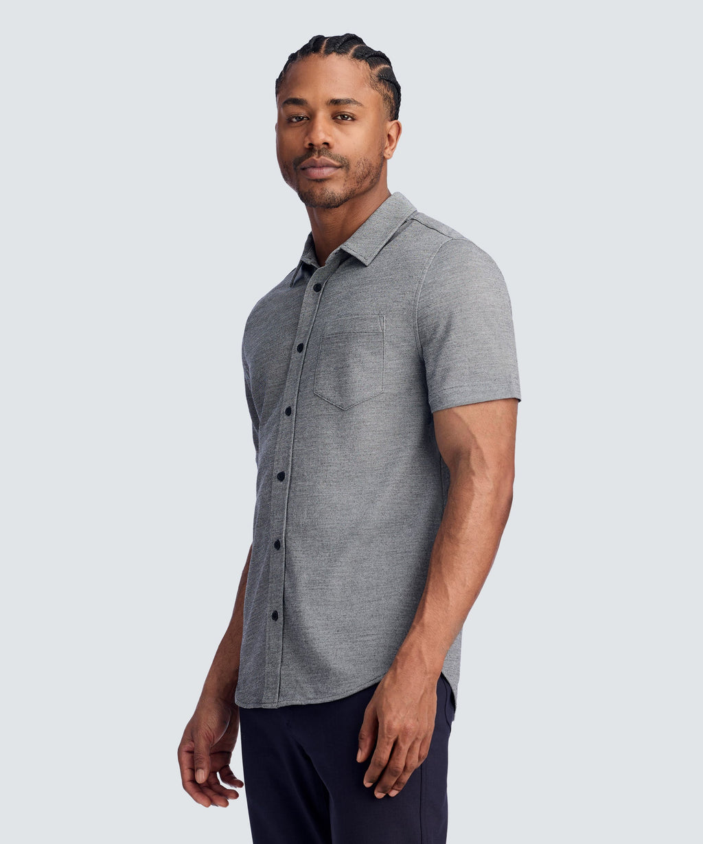 Men's Relaxed Short Sleeve Merino Button-Up