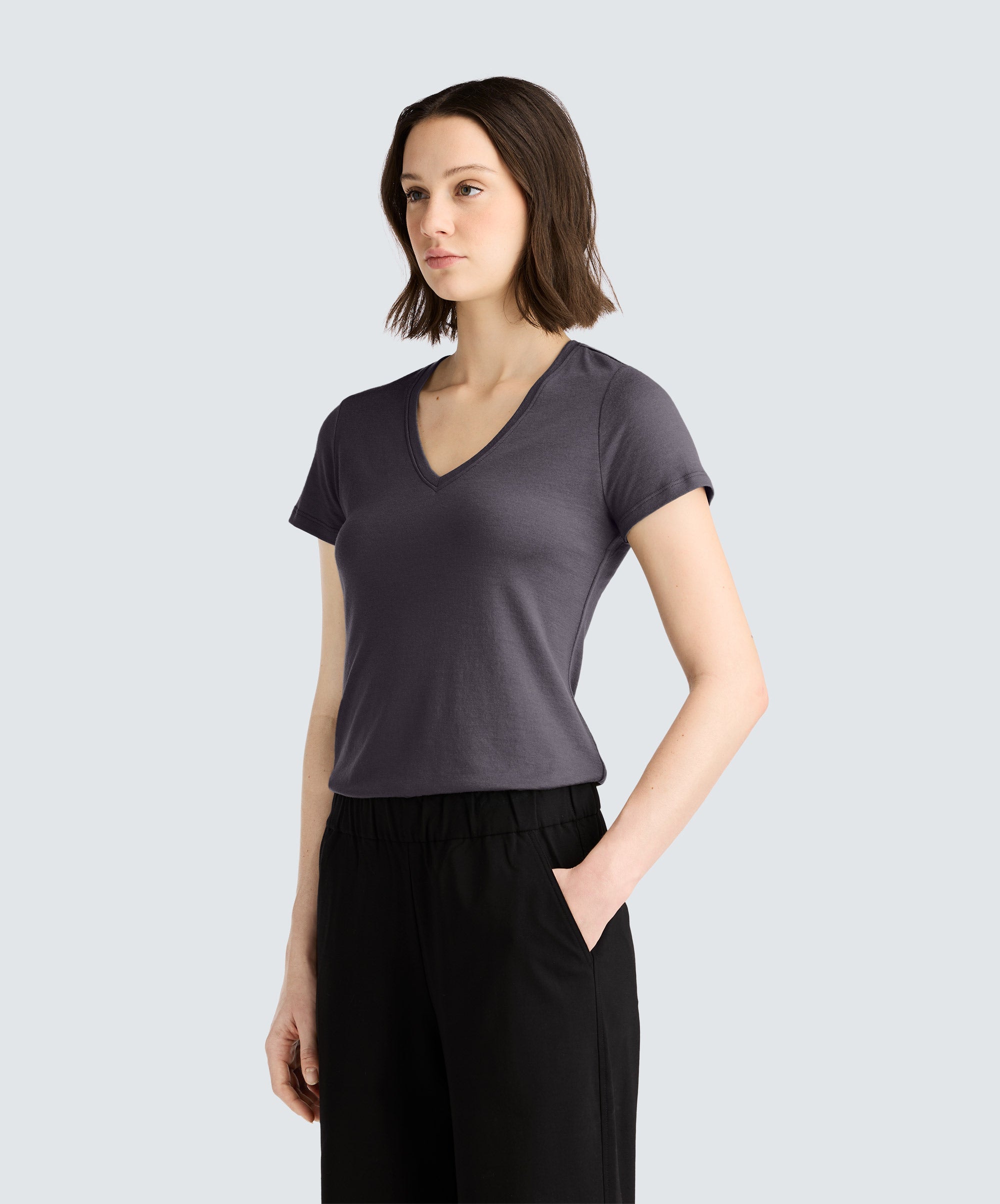 Women's Petite Merino V-Neck T-Shirt