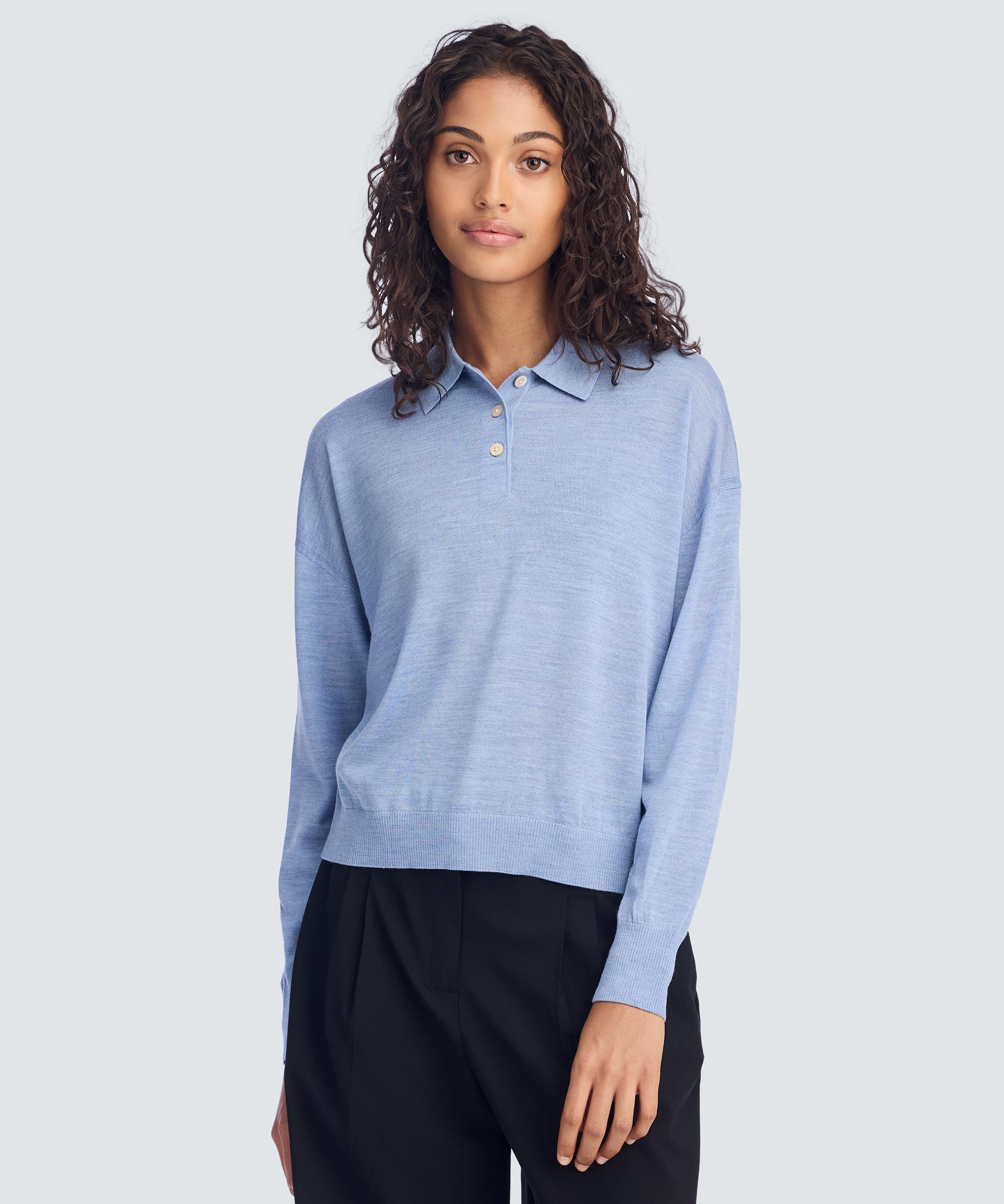 Women’s Long Sleeve Fine Knit Polo