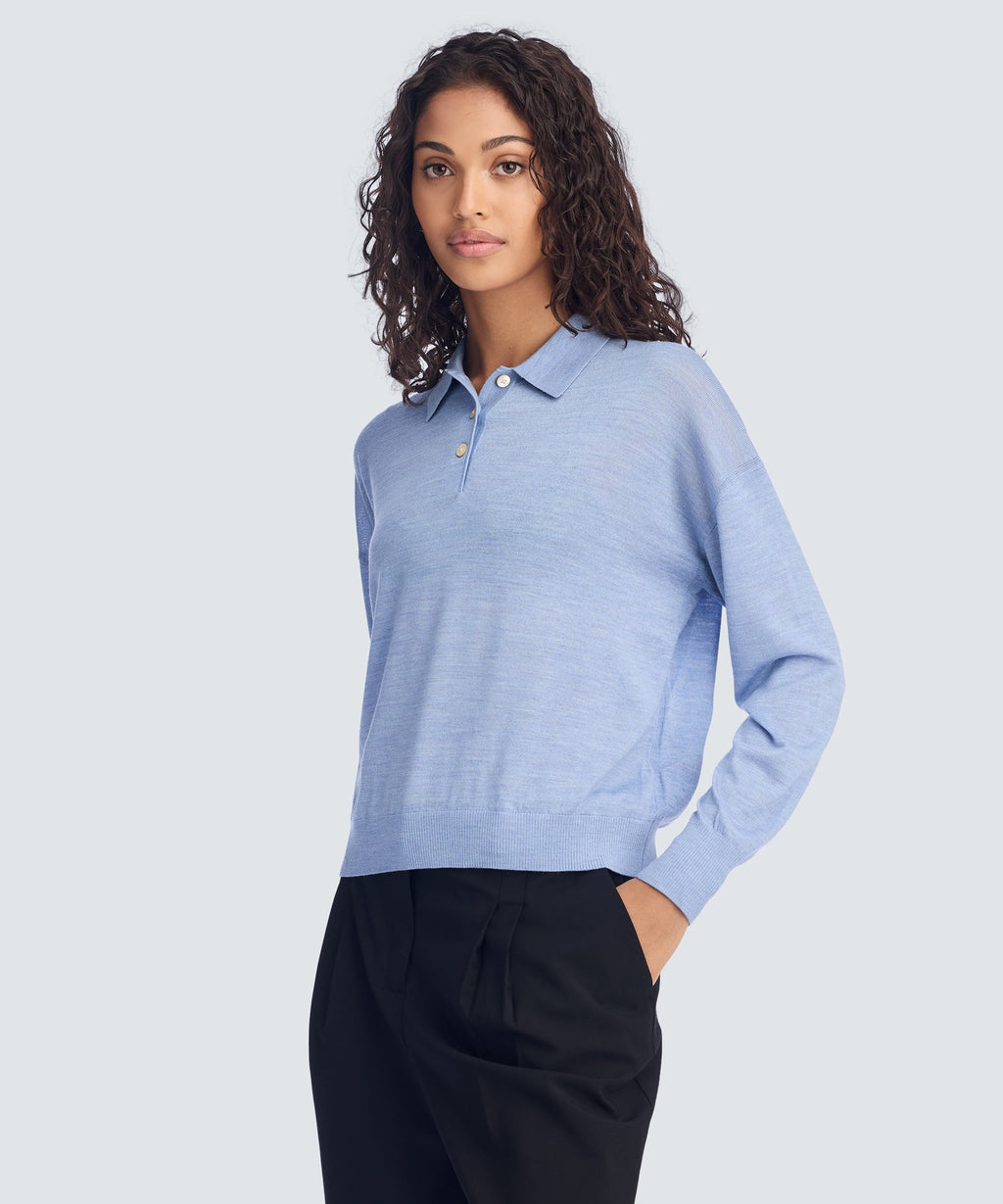 Women’s Long Sleeve Fine Knit Polo