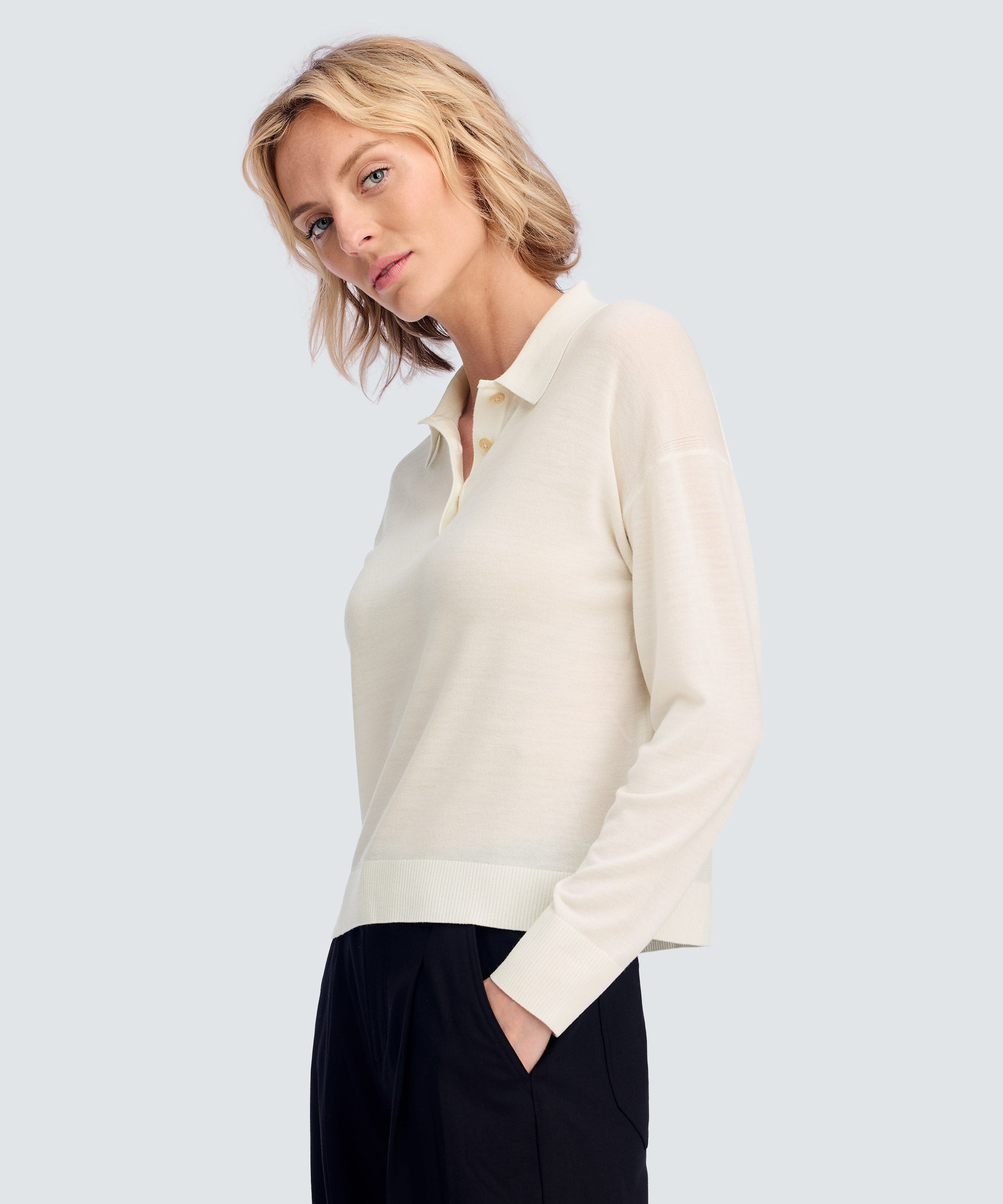 Women’s Long Sleeve Fine Knit Polo