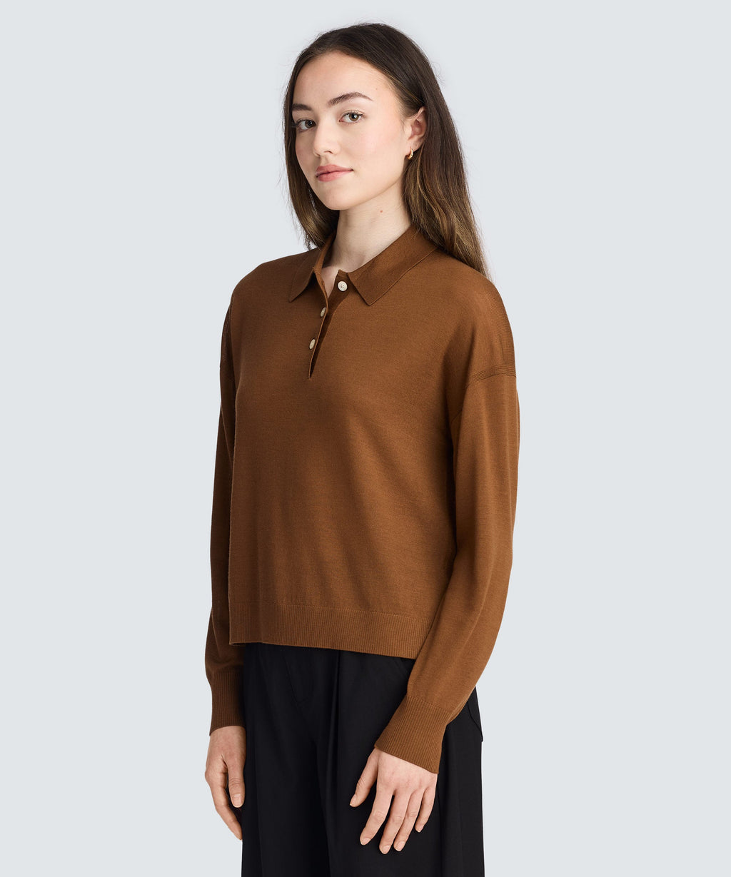 Women’s Long Sleeve Fine Knit Polo