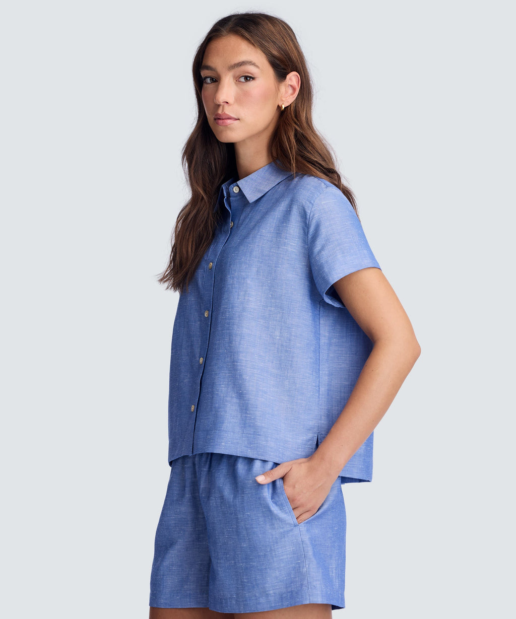 Women's Merino Linen Short Sleeve Shirt