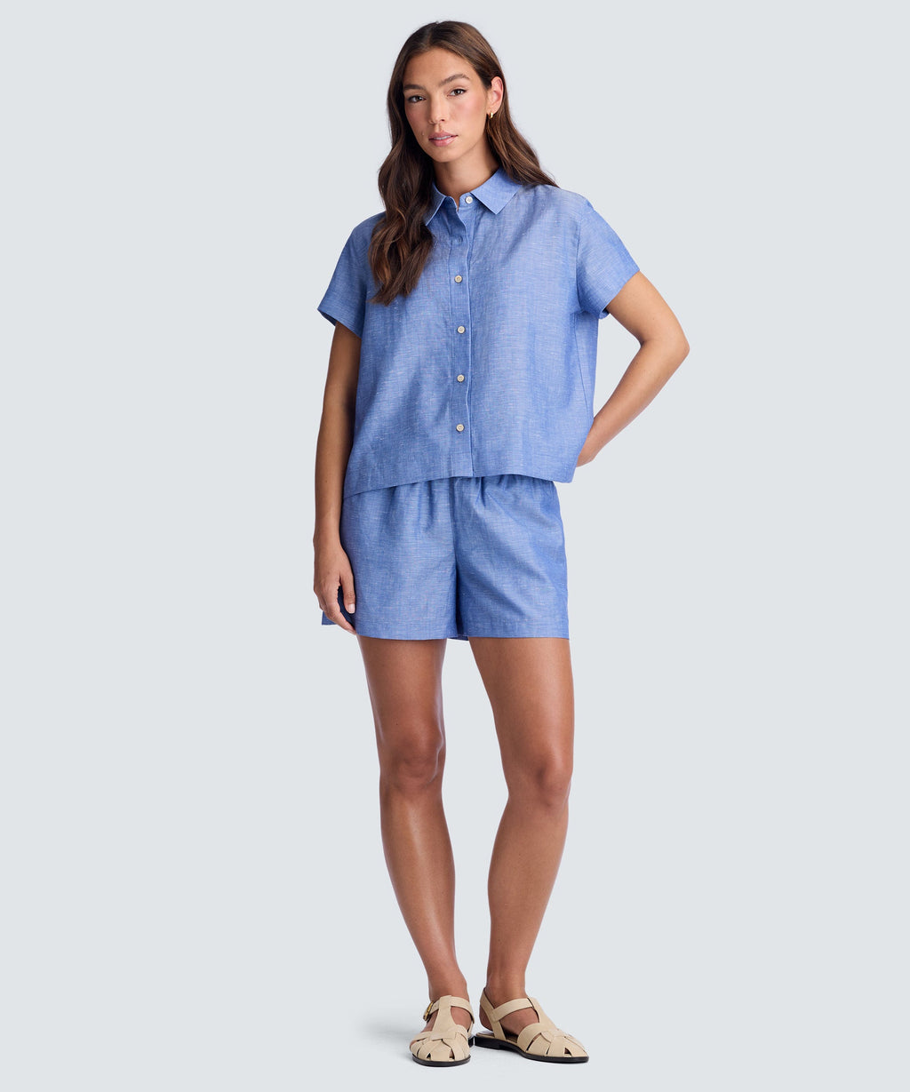 Women's Merino Linen Short Sleeve Shirt