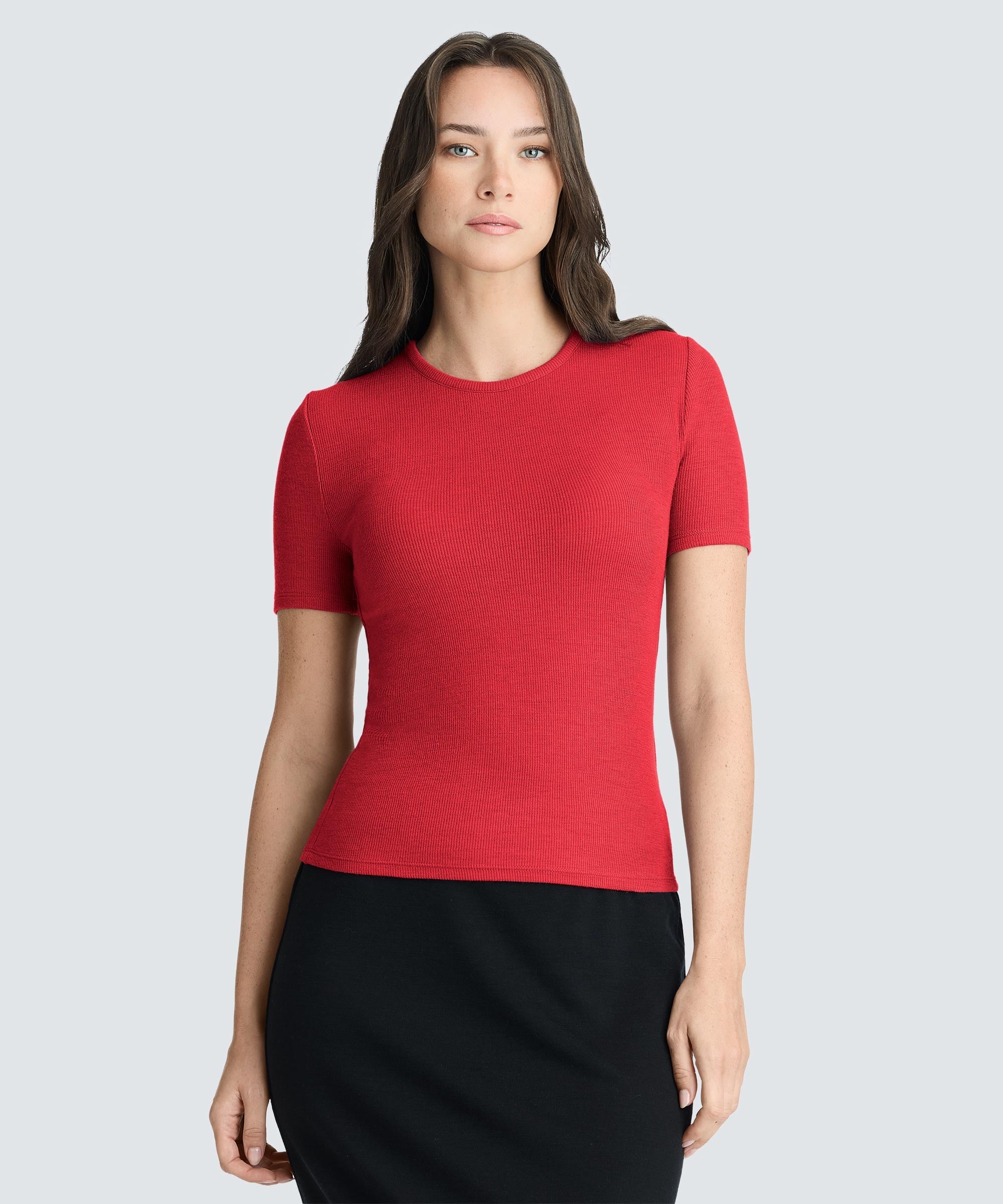 Women's Rib Fitted Crew Neck T-Shirt
