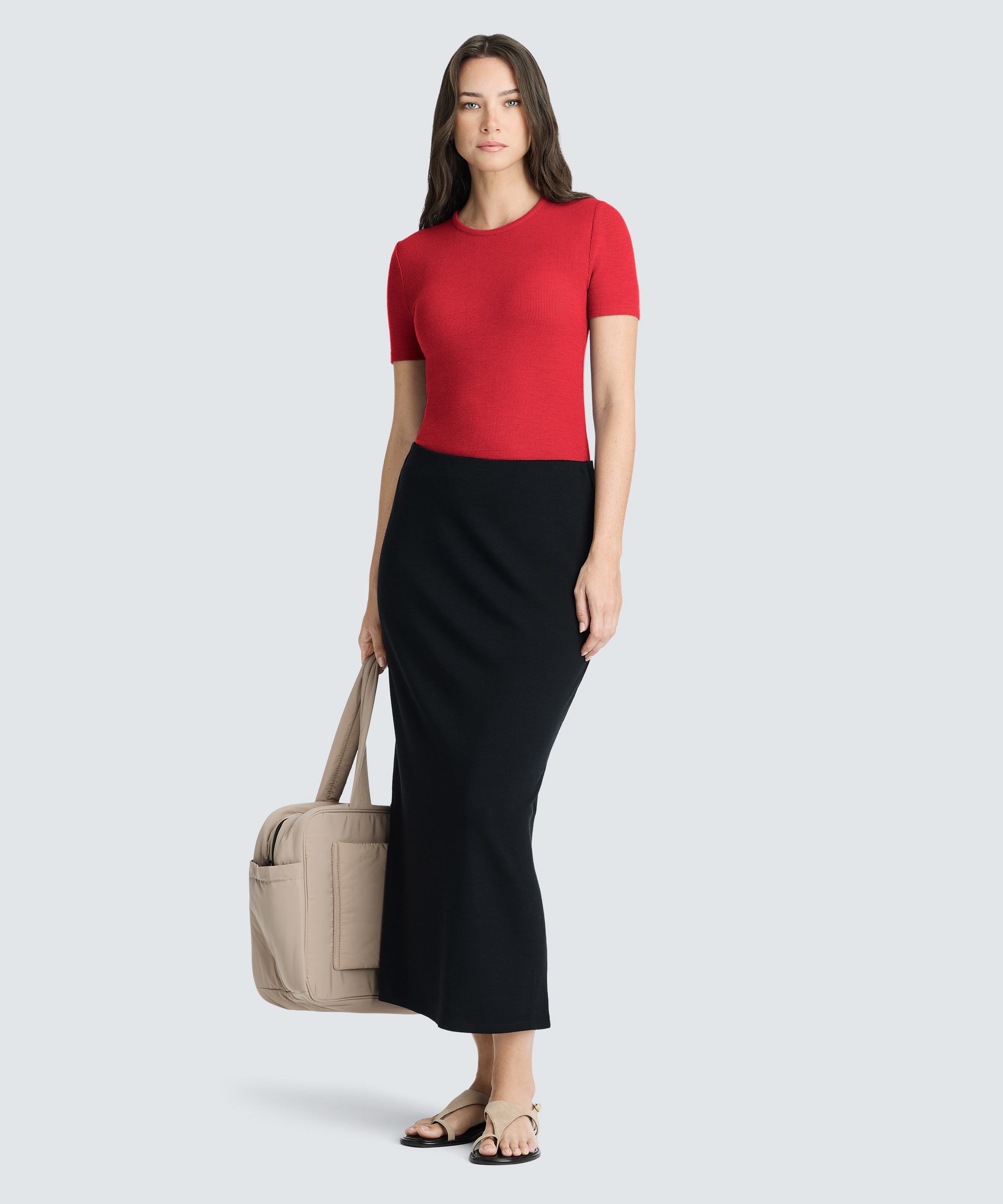 Women's Rib Fitted Crew Neck T-Shirt