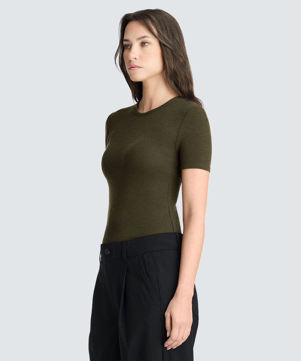Women's Rib Fitted Crew Neck T-Shirt