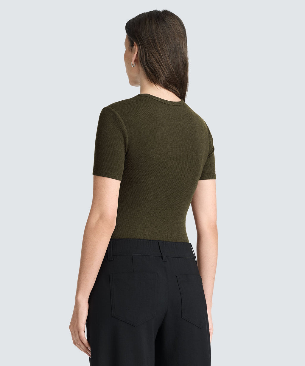 Women's Rib Fitted Crew Neck T-Shirt