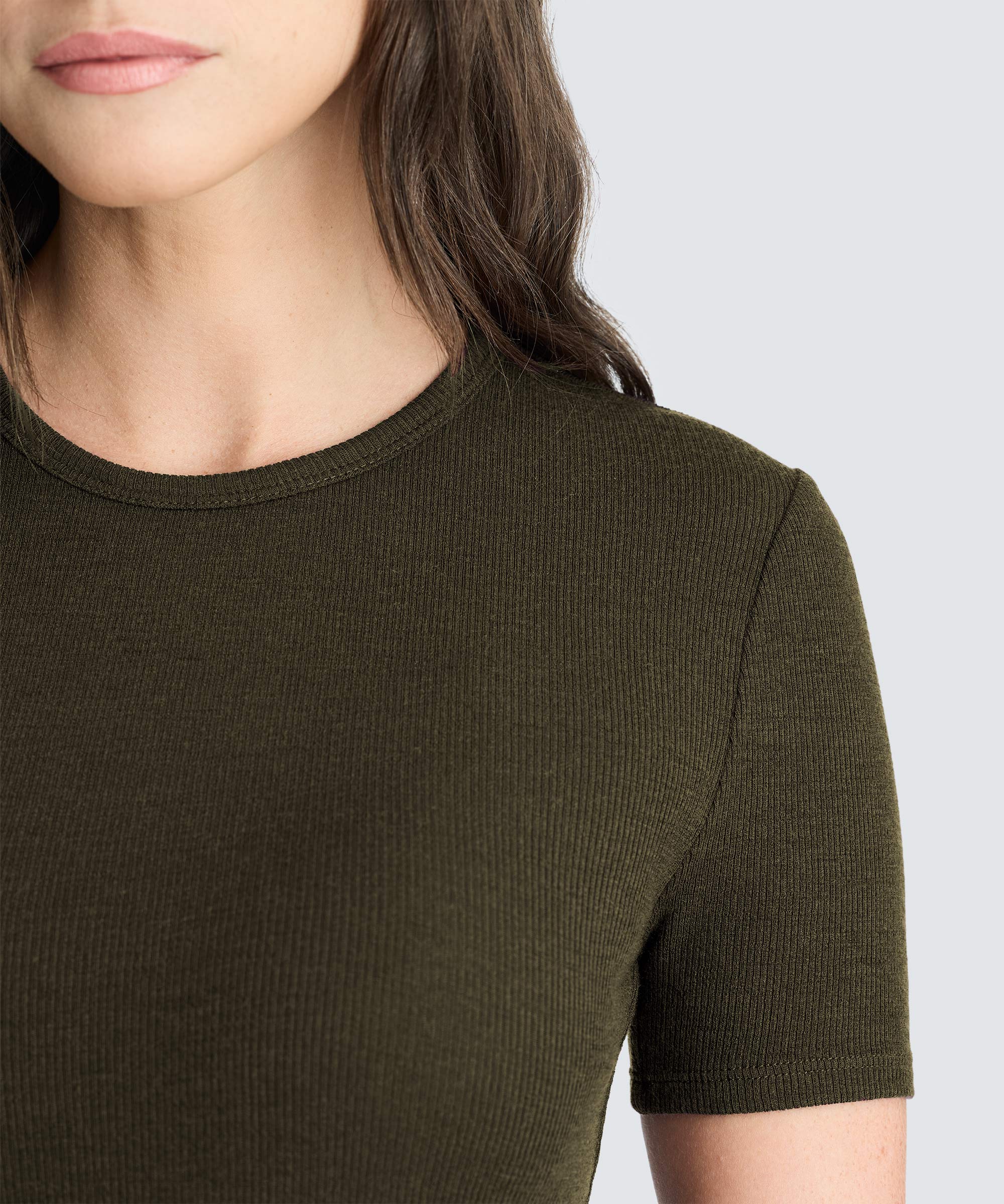 Women's Rib Fitted Crew Neck T-Shirt