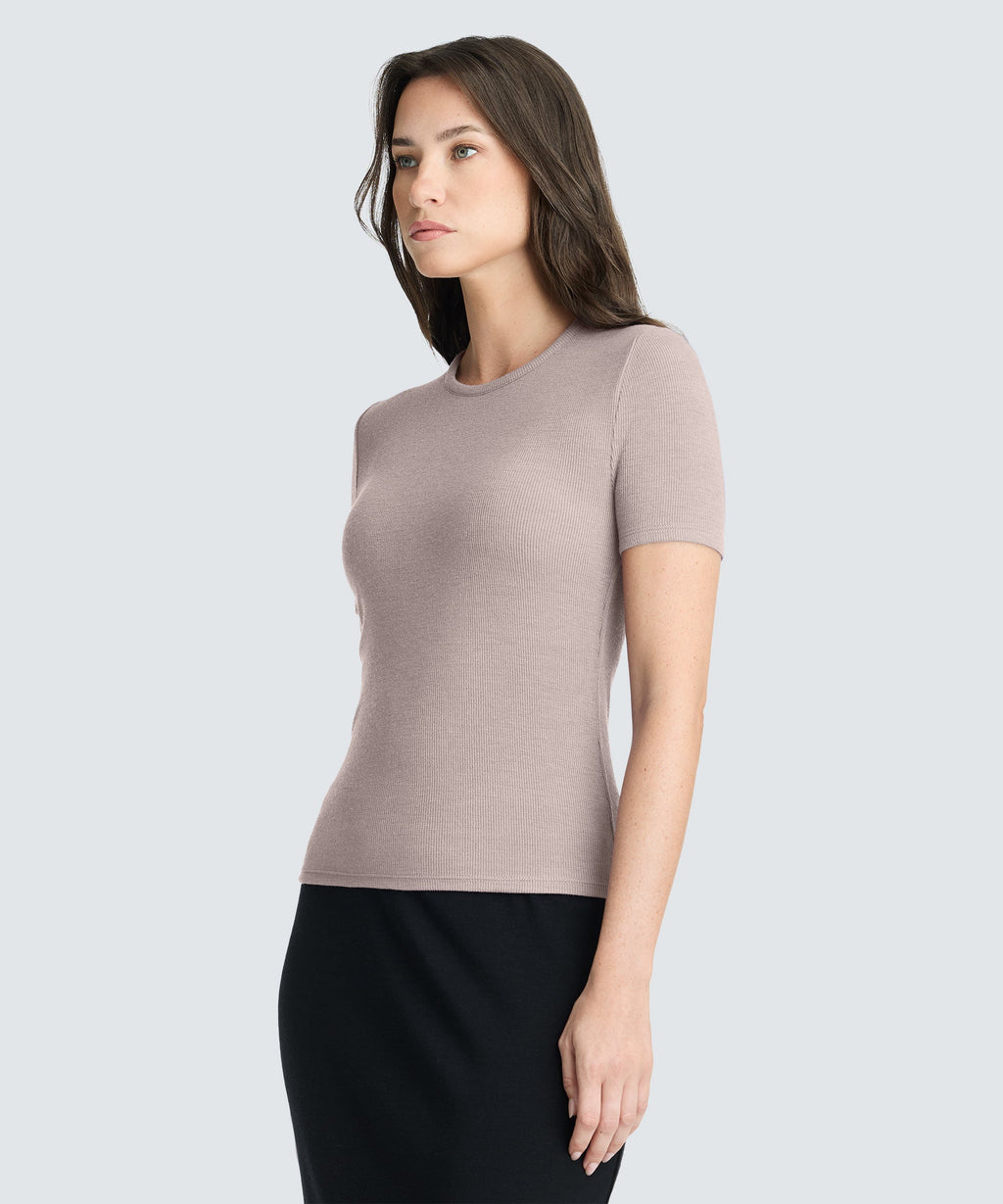 Women's Rib Fitted Crew Neck T-Shirt