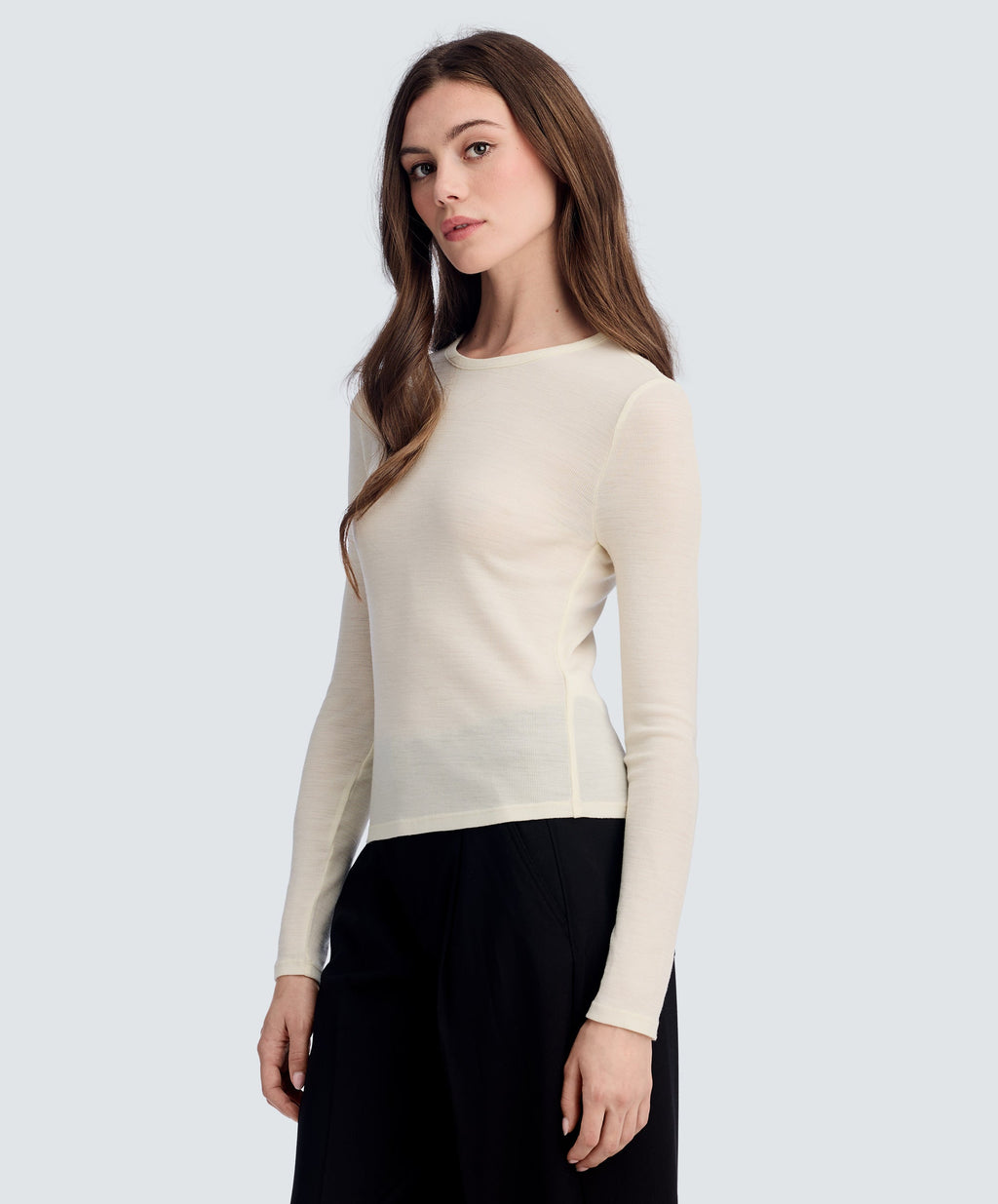 Women's Rib Fitted Long Sleeve Crew