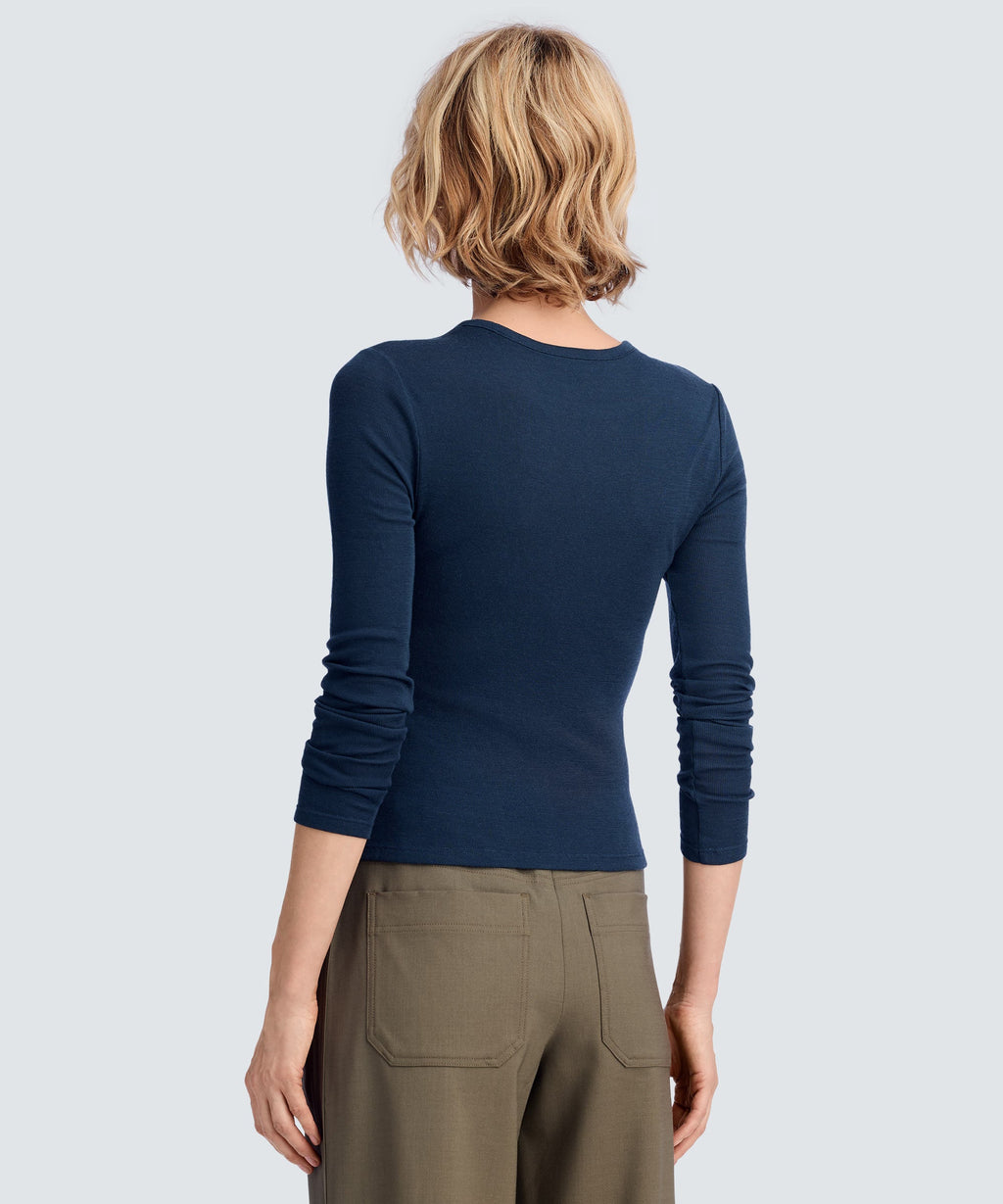 Women's Rib Fitted Long Sleeve Crew