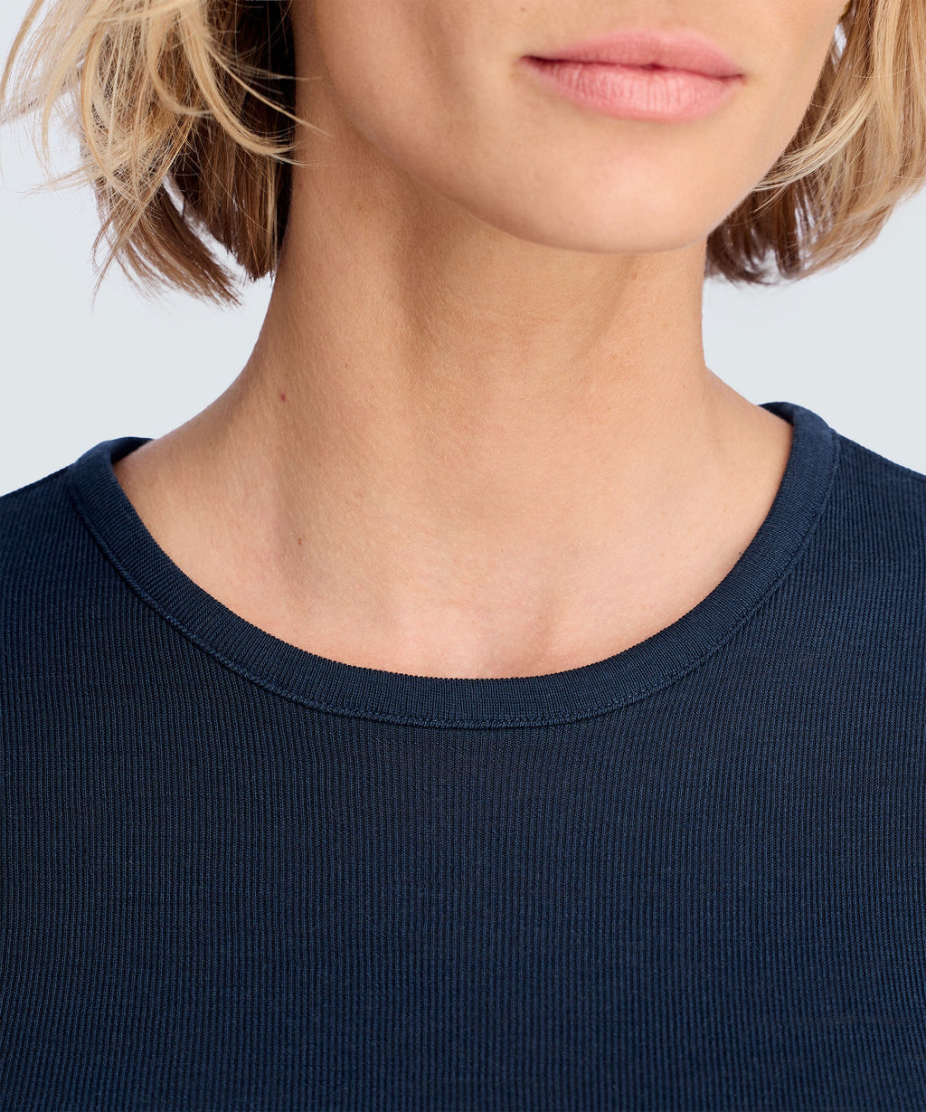 Women's Rib Fitted Long Sleeve Crew