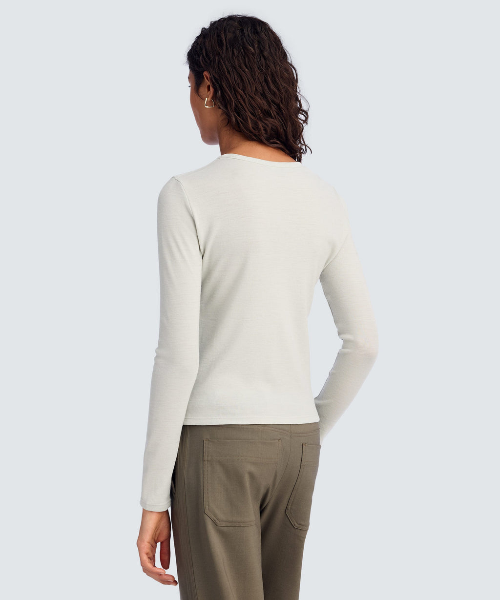 Women's Rib Fitted Long Sleeve Crew