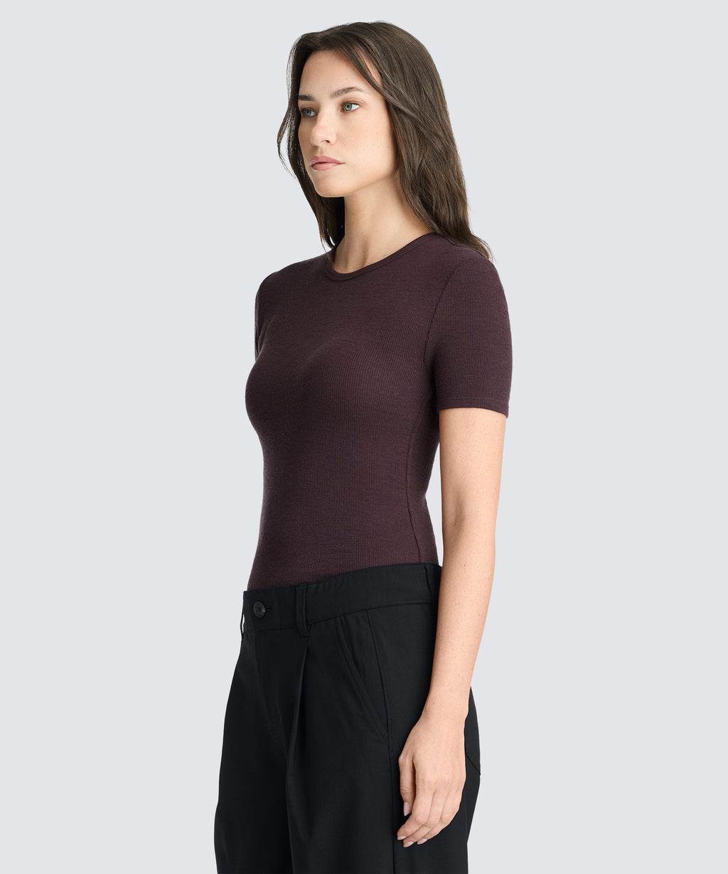 Women's Rib Fitted Crew Neck T-Shirt