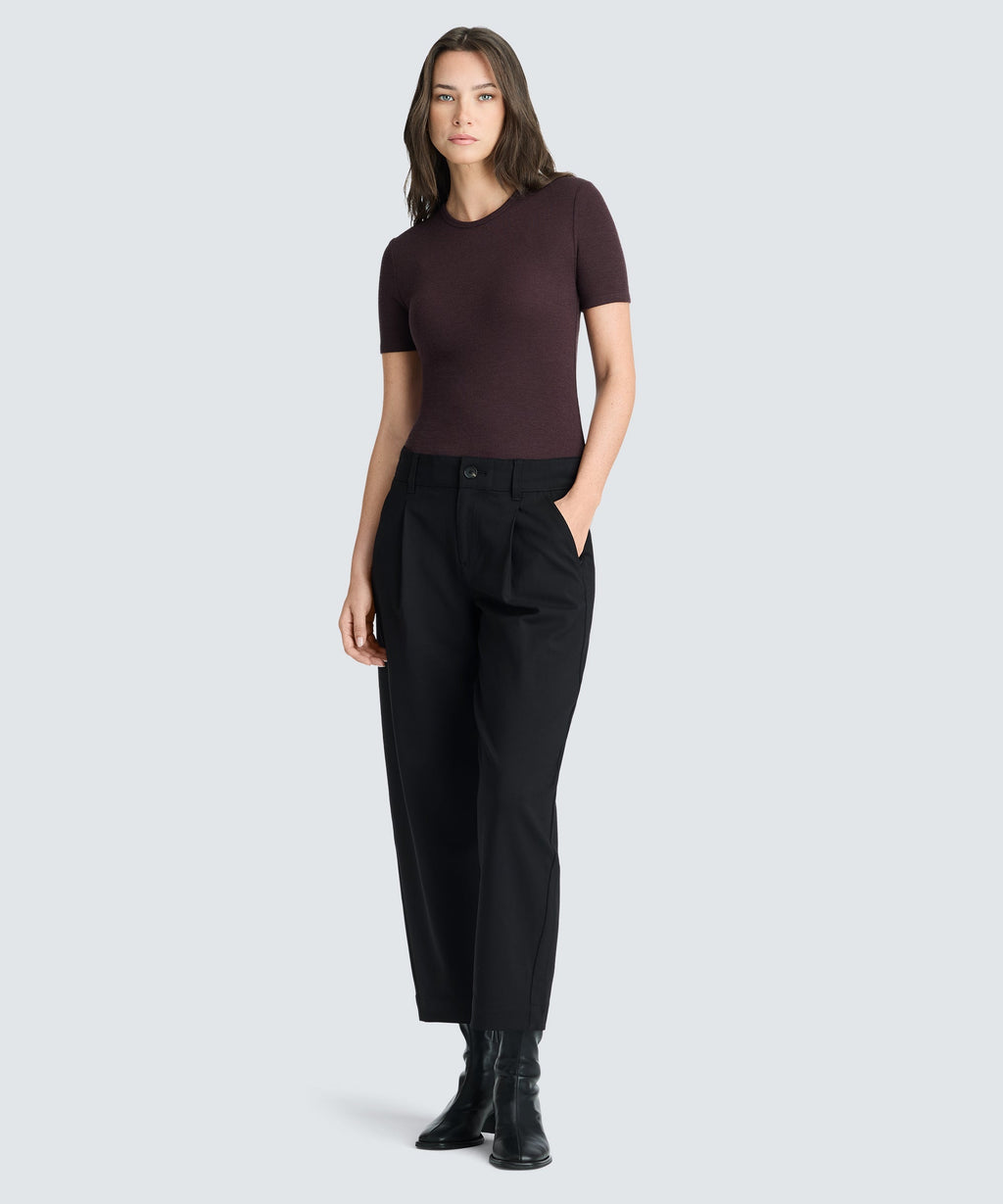 Women's Rib Fitted Crew Neck T-Shirt