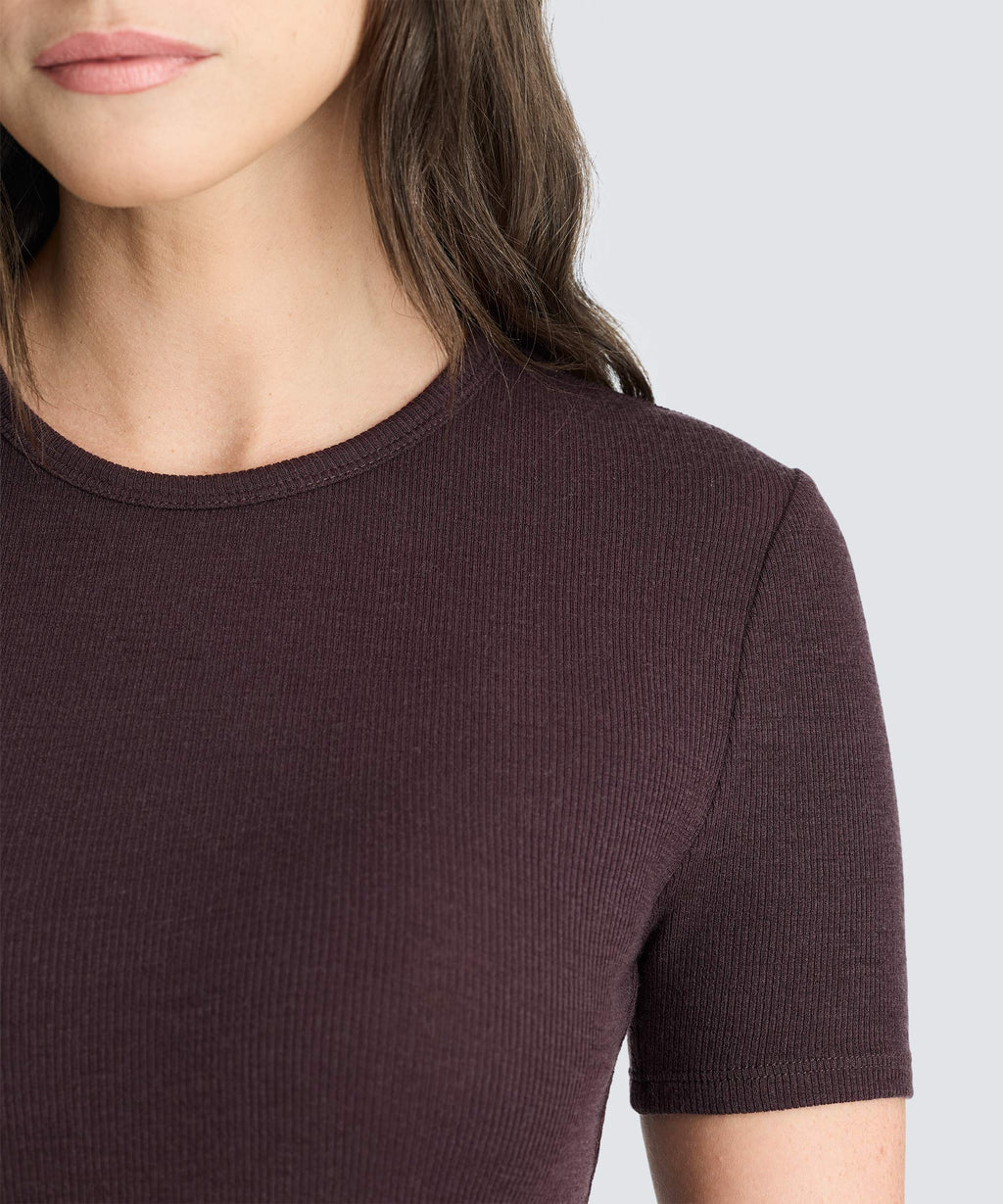 Women's Rib Fitted Crew Neck T-Shirt