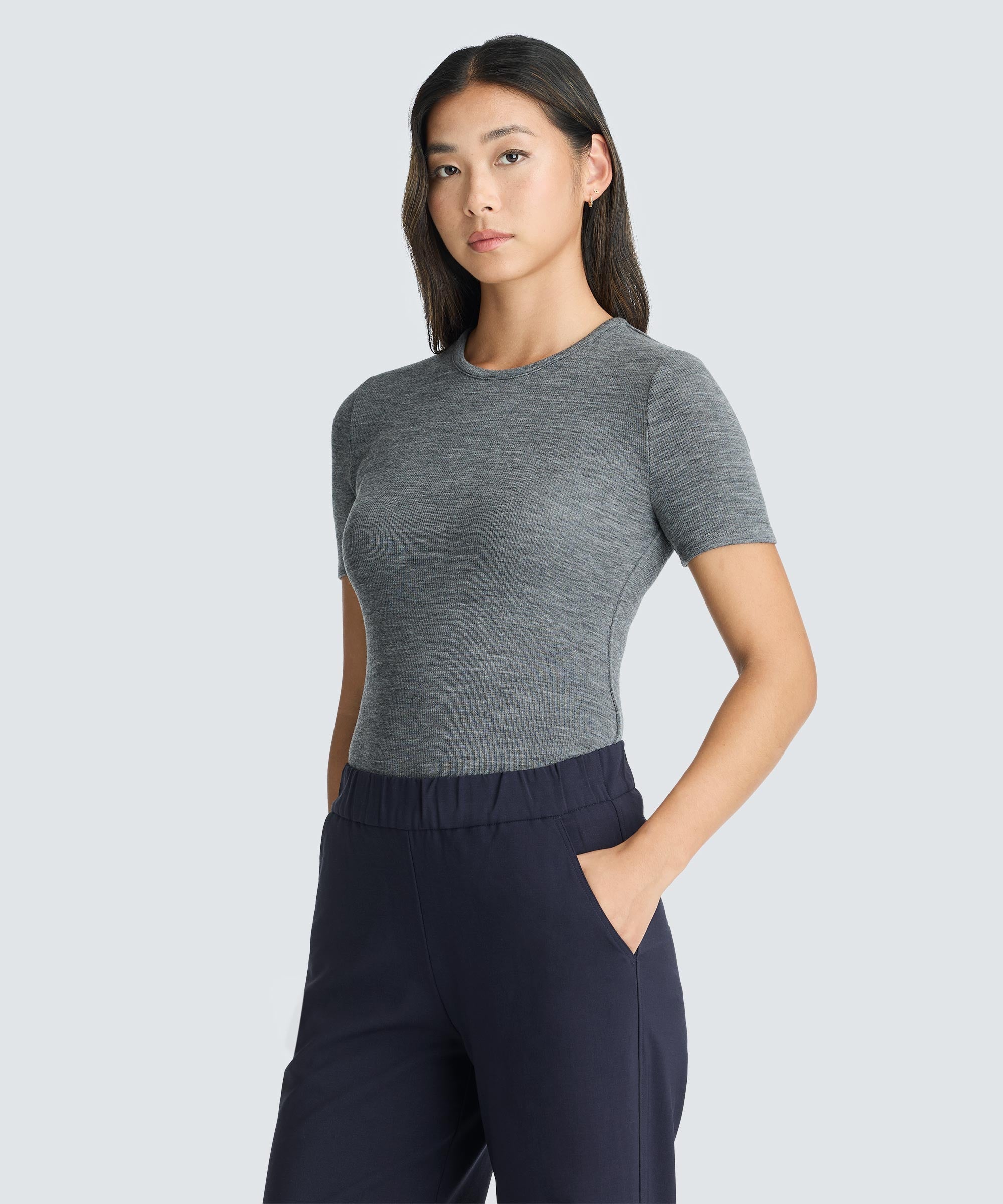 Women's Rib Fitted Crew Neck T-Shirt