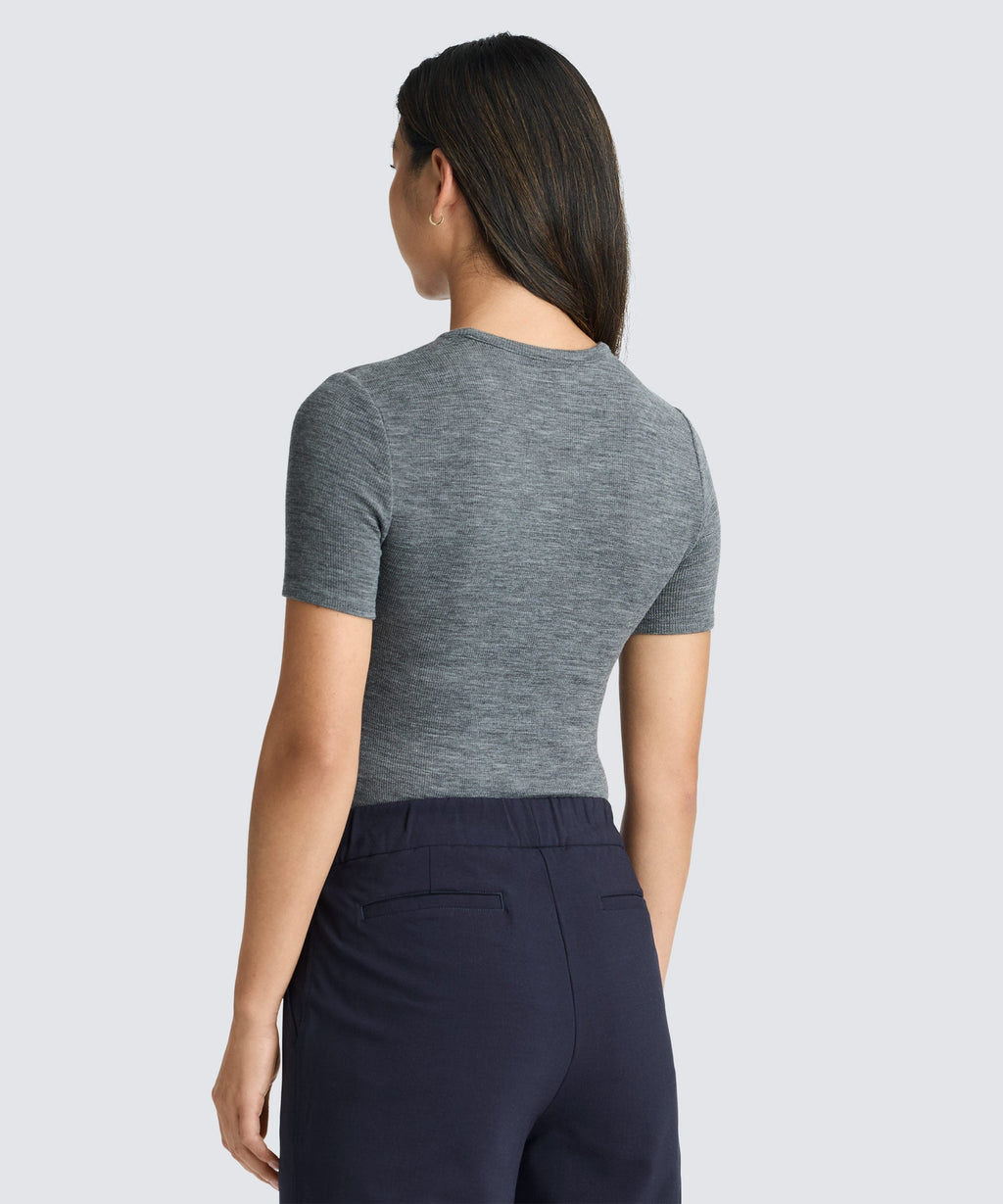 Women's Rib Fitted Crew Neck T-Shirt