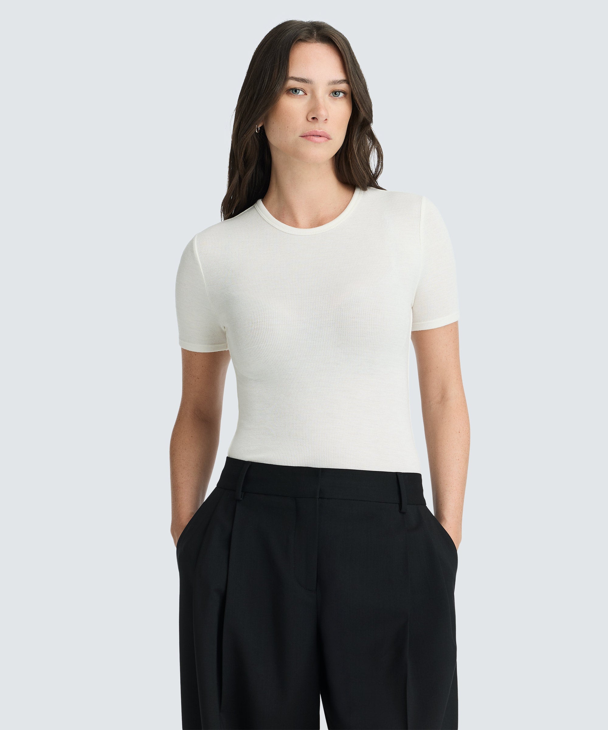 Women's Rib Fitted Crew Neck T-Shirt
