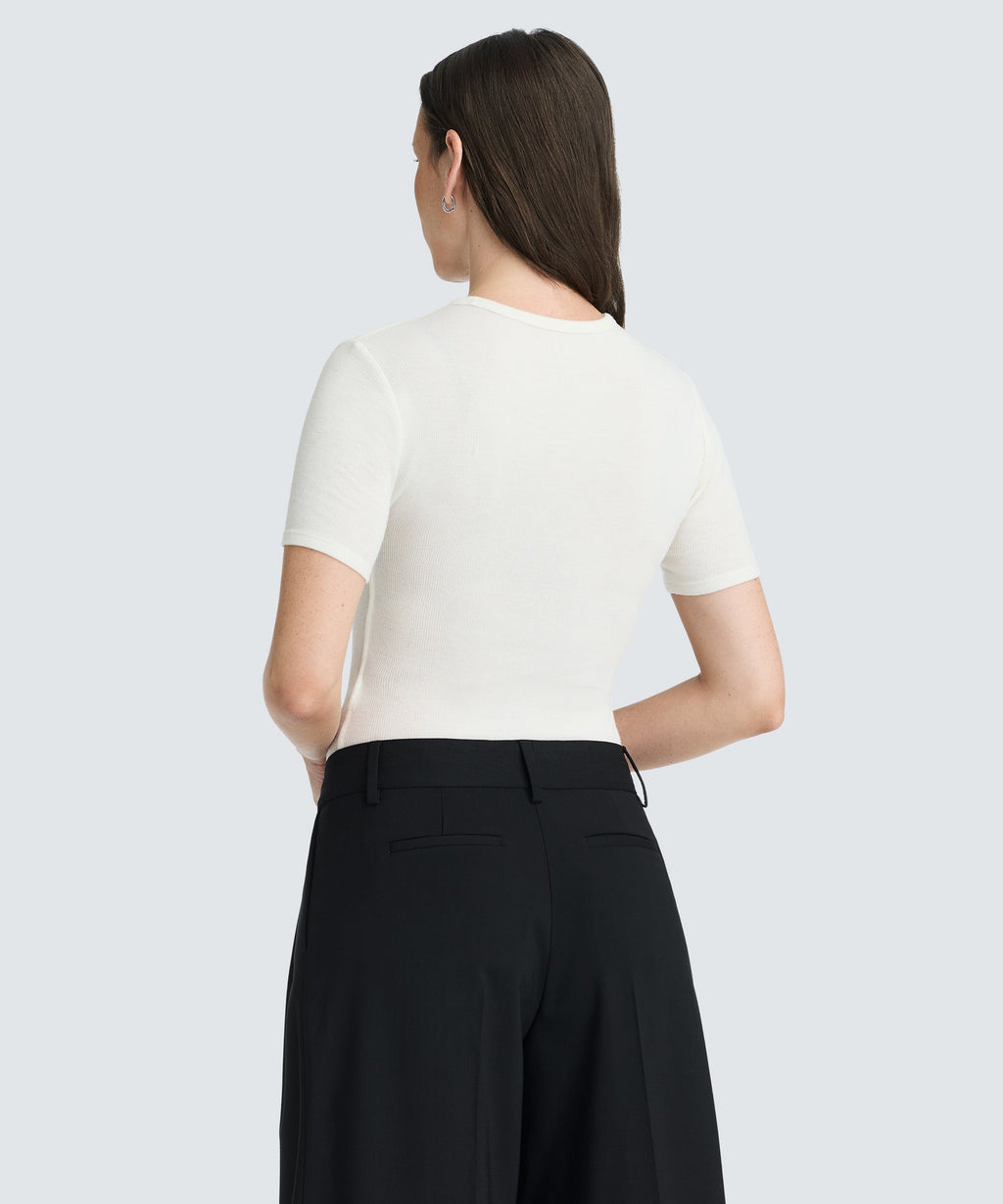 Women's Rib Fitted Crew Neck T-Shirt