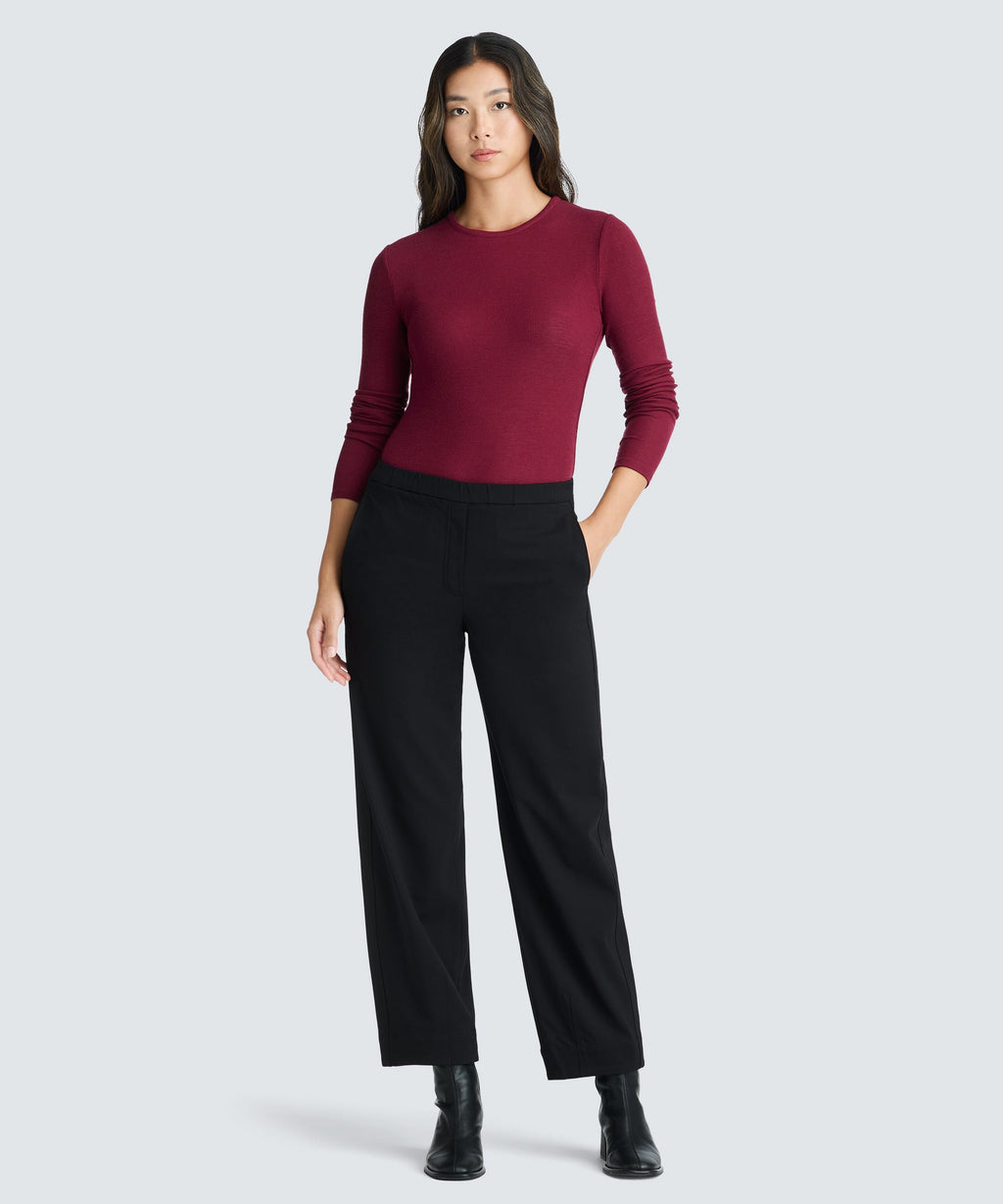 Women's Rib Fitted Long Sleeve Crew
