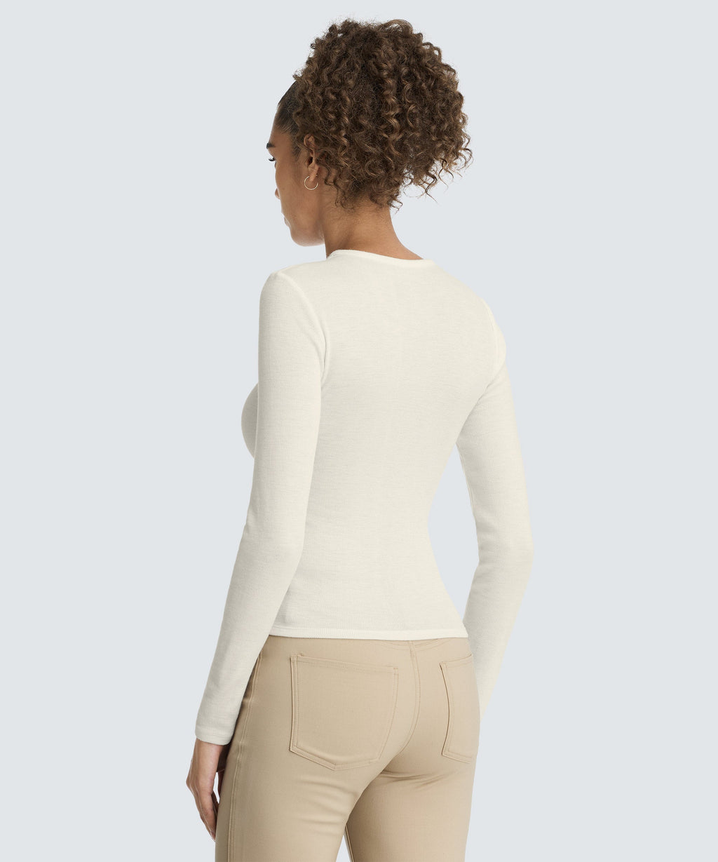 Women's Rib Fitted Long Sleeve Crew