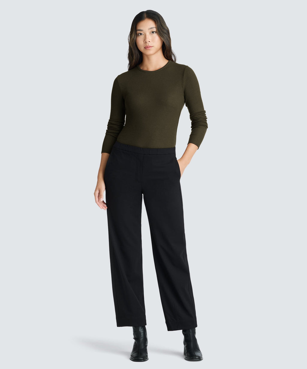 Women's Rib Fitted Long Sleeve Crew