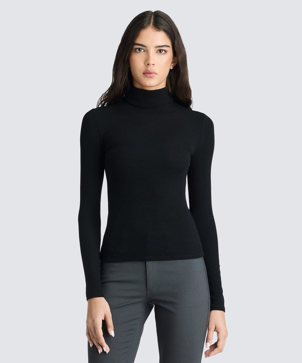 Women's Rib Turtle Neck Long Sleeve