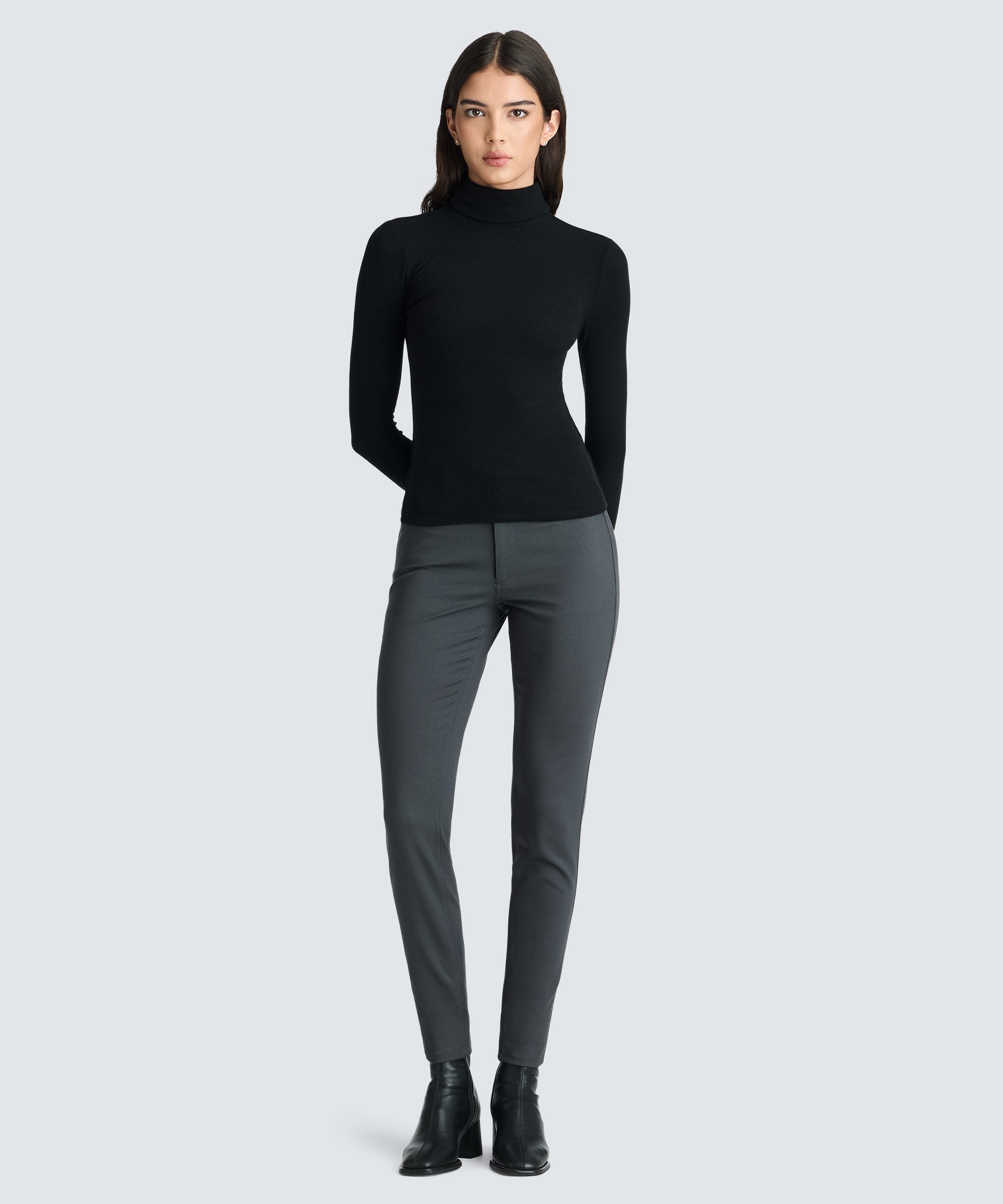 Women's Rib Turtle Neck Long Sleeve