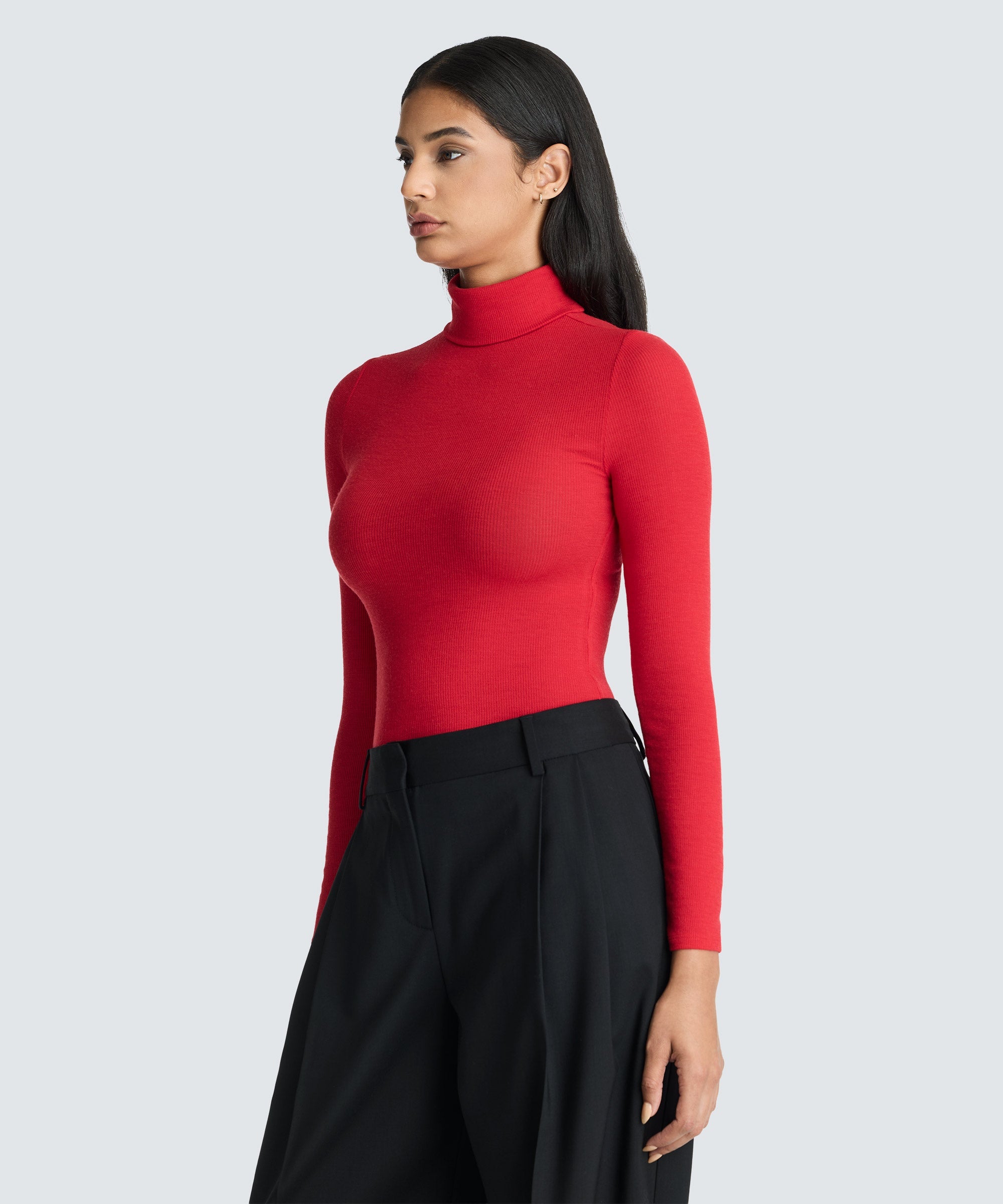 Women's Rib Turtle Neck Long Sleeve