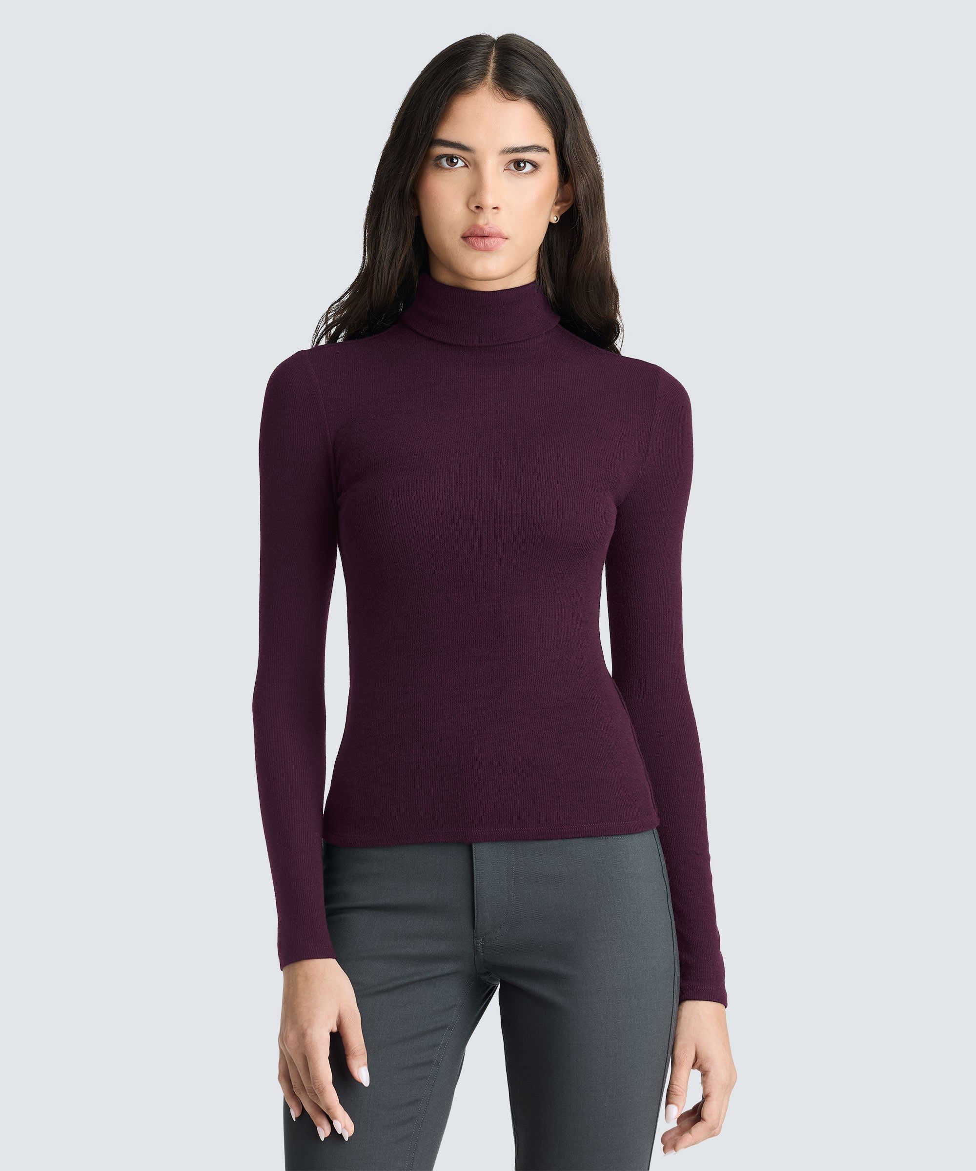 Women's Rib Turtle Neck Long Sleeve