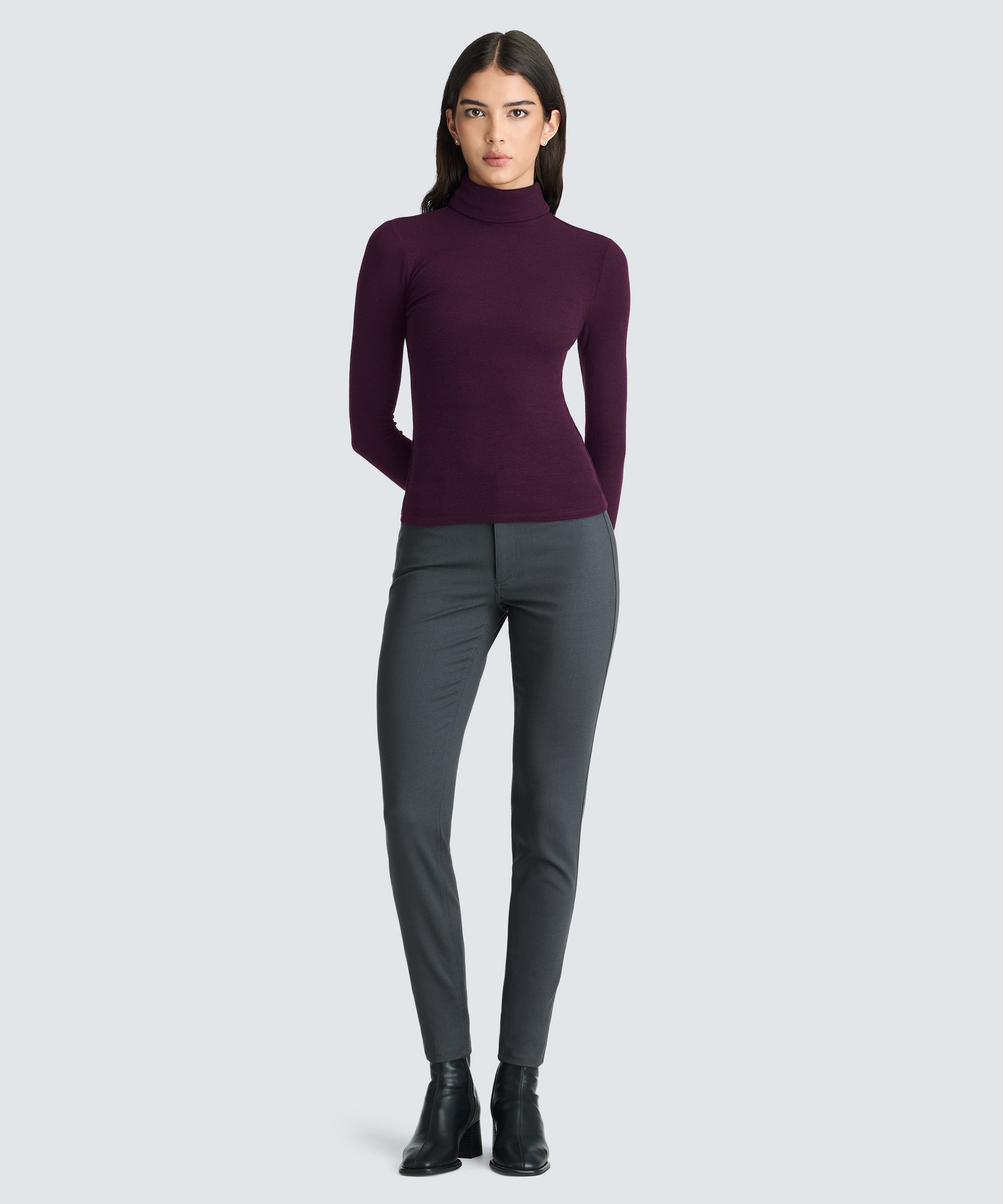 Women's Rib Turtle Neck Long Sleeve