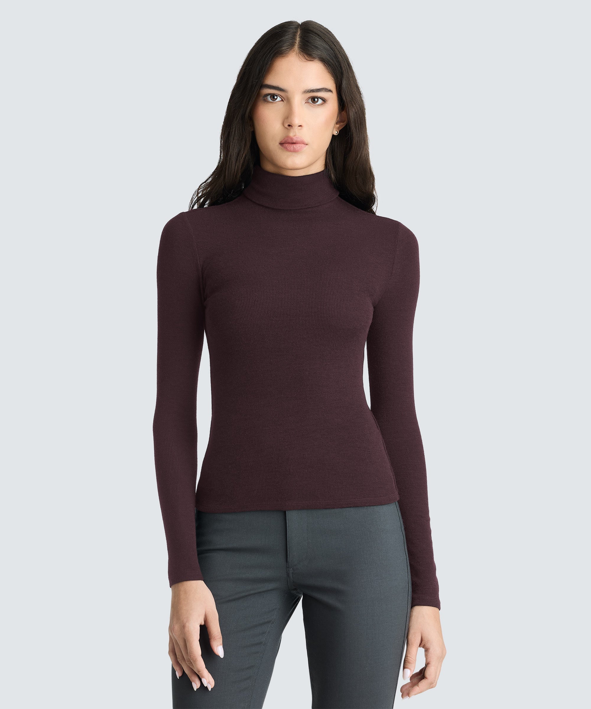 Women's Rib Turtle Neck Long Sleeve