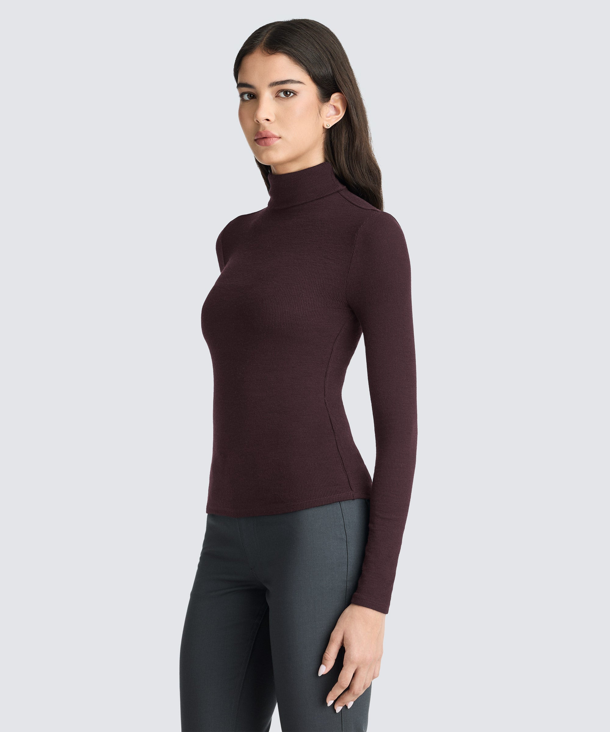 Women's Rib Turtle Neck Long Sleeve