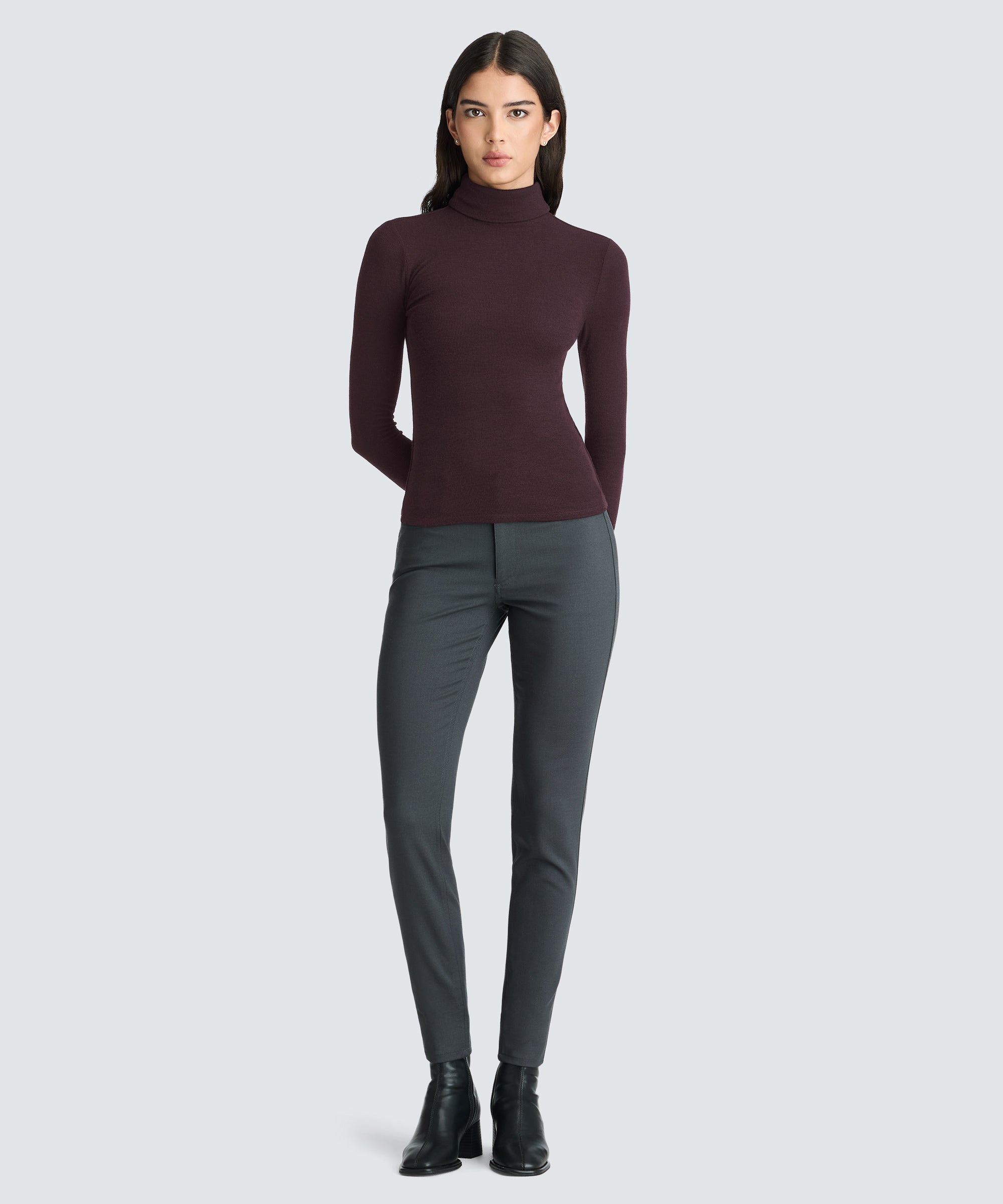 Women's Rib Turtle Neck Long Sleeve