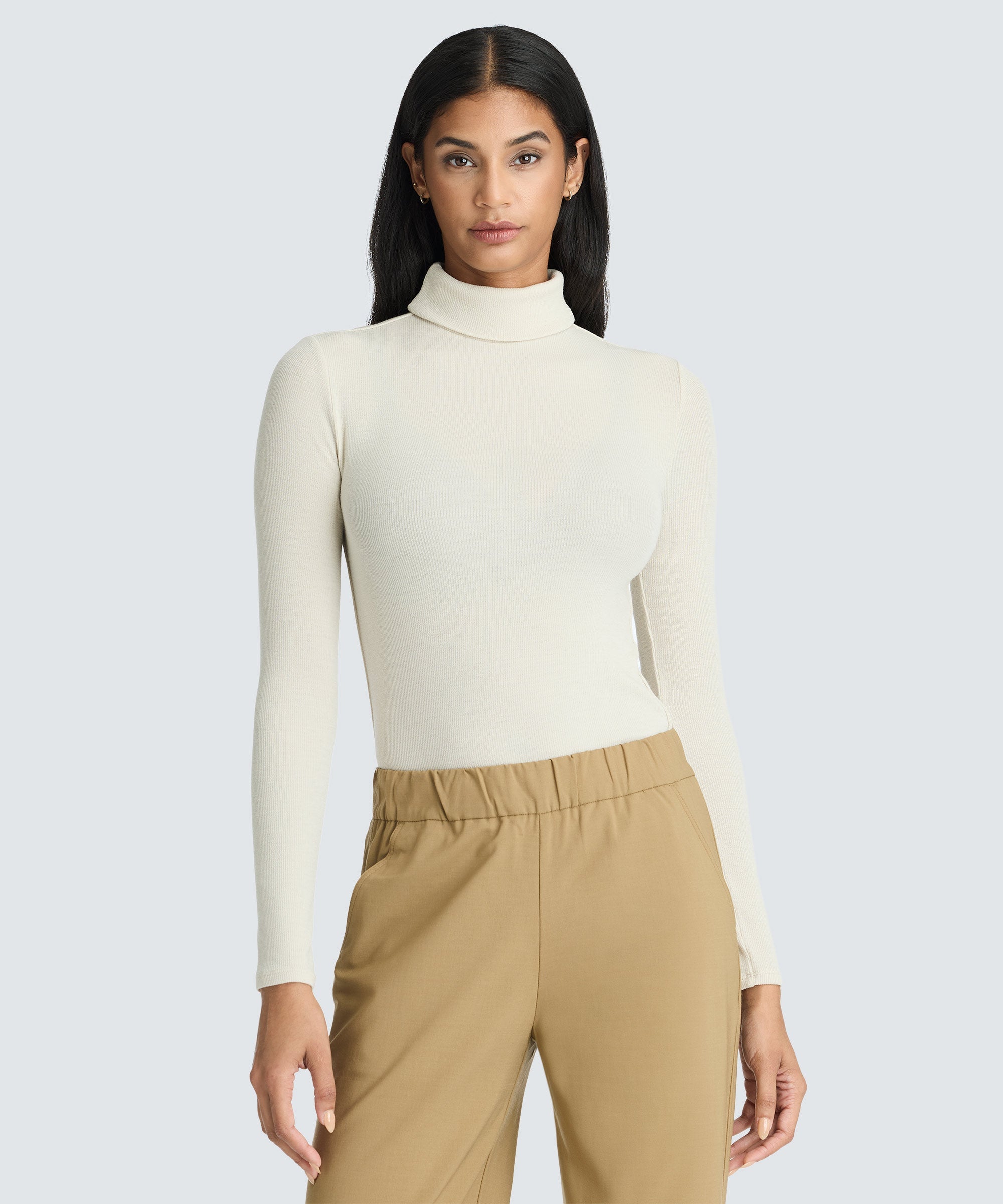 Women's Rib Turtle Neck Long Sleeve