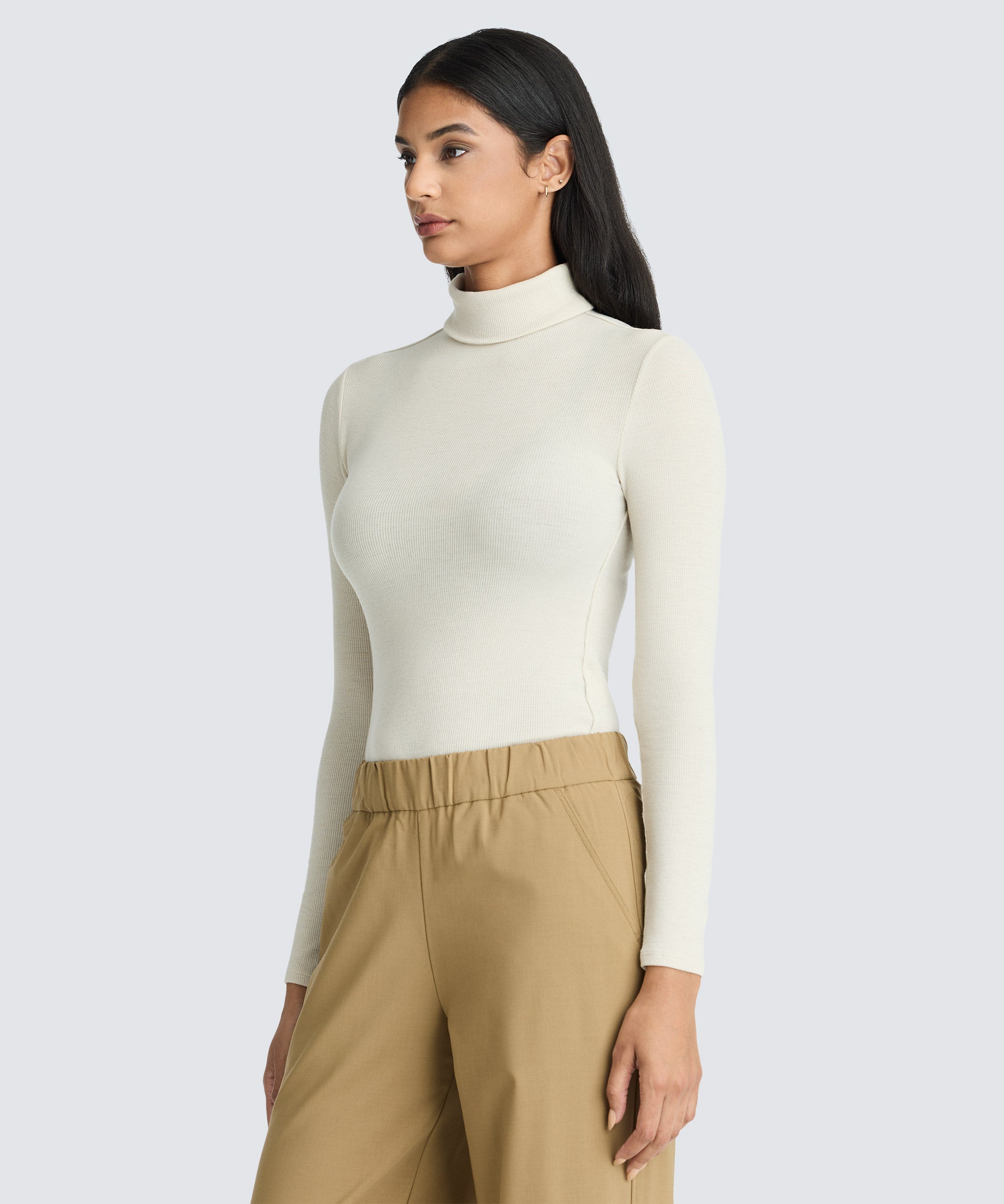 Women's Rib Turtle Neck Long Sleeve