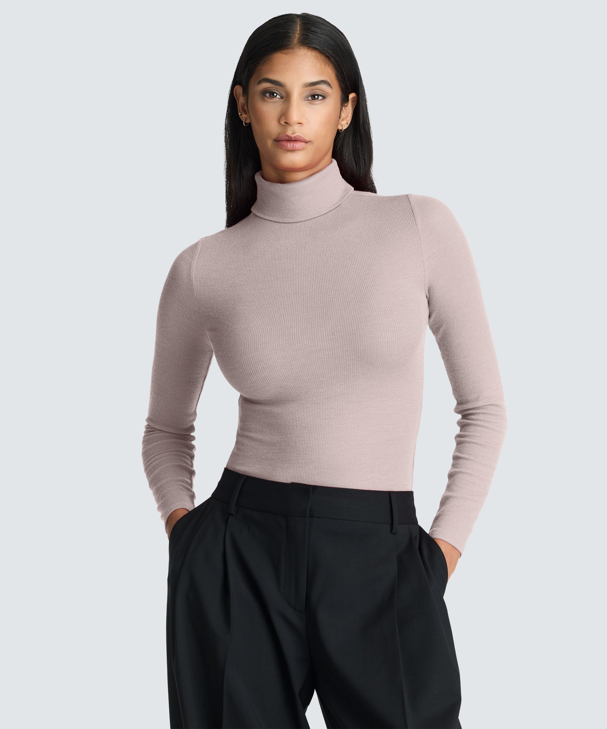 Women's Rib Turtle Neck Long Sleeve