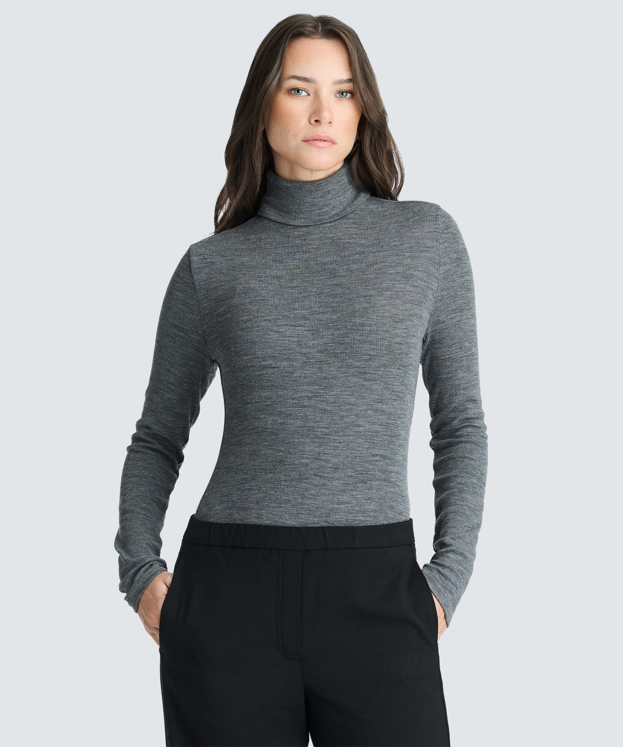Women's Rib Turtle Neck Long Sleeve