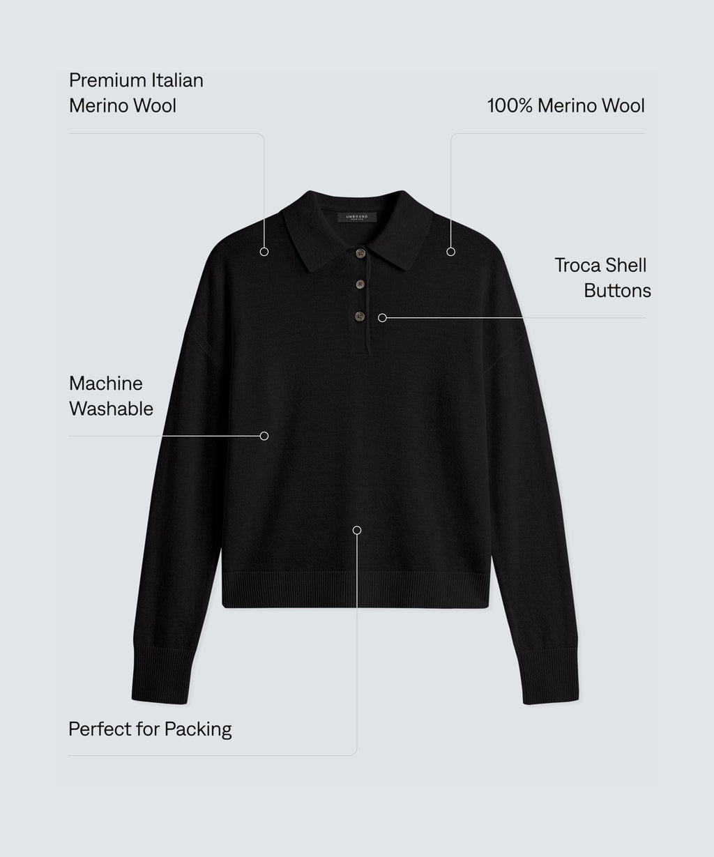 Women’s Long Sleeve Fine Knit Polo