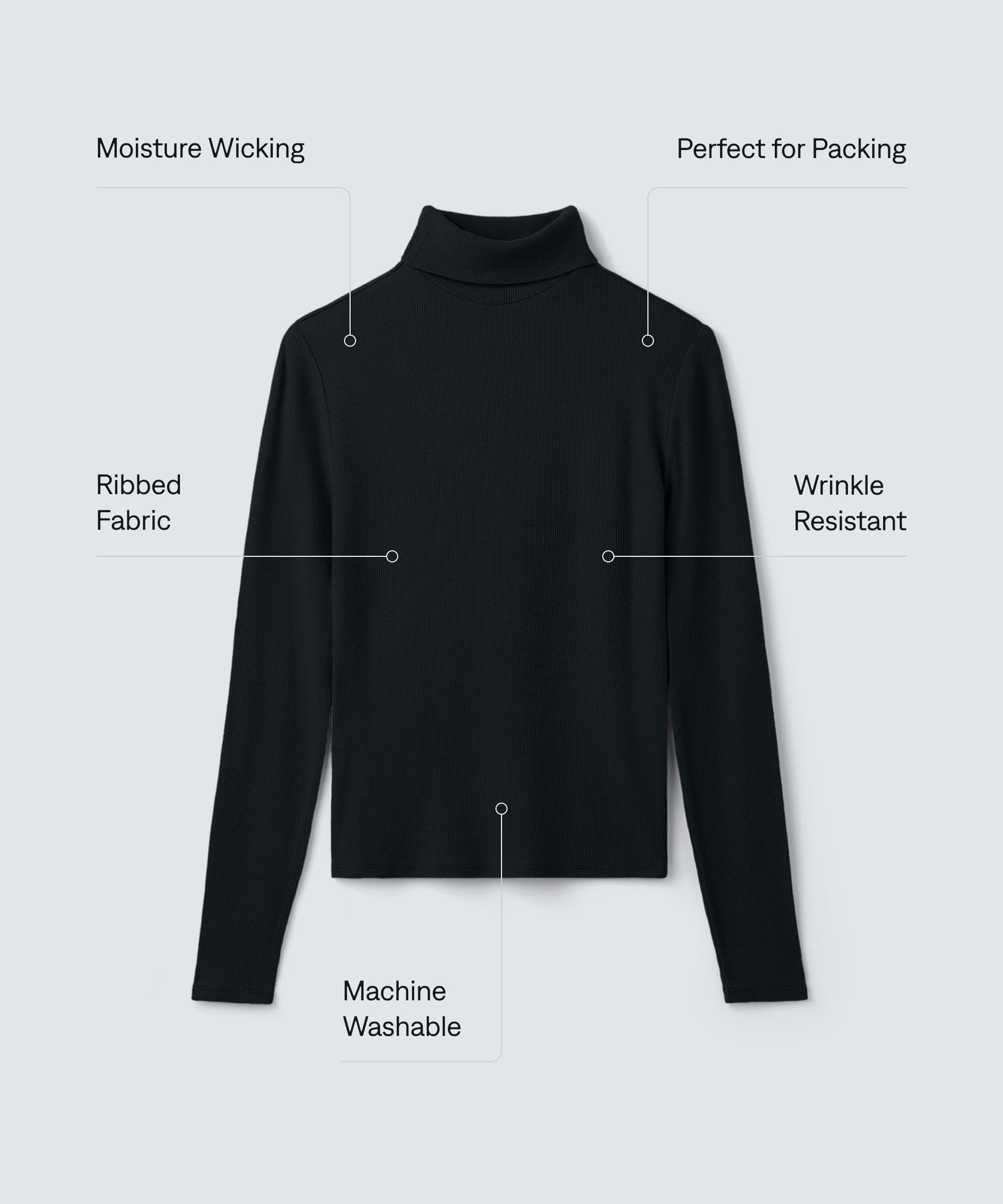 Women's Rib Turtle Neck Long Sleeve