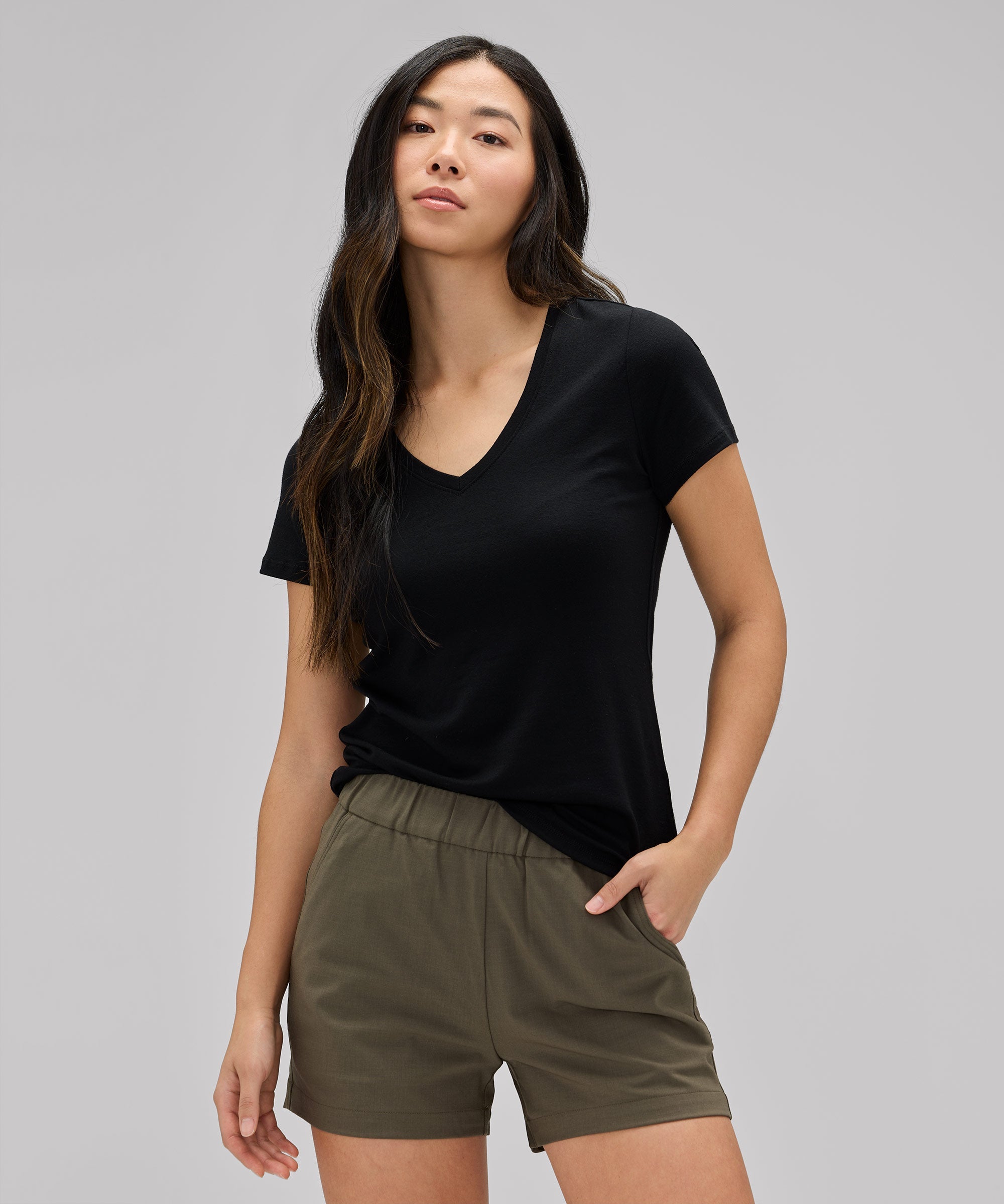 Women's Petite Merino V-Neck T-Shirt